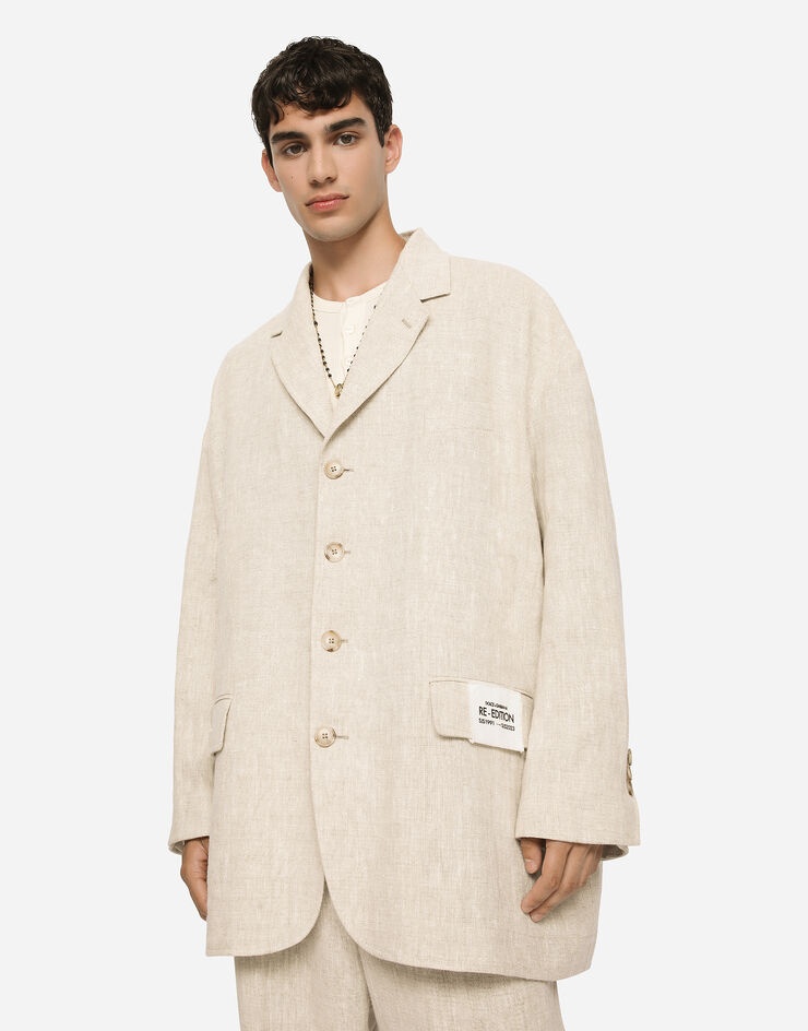 Oversize single-breasted linen and viscose jacket - 2