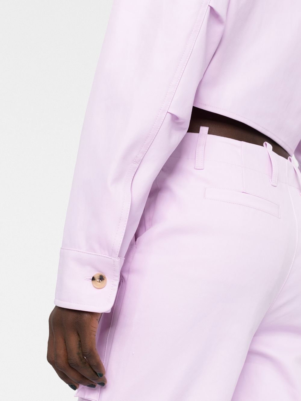 twisted-front cropped cotton jacket - 3
