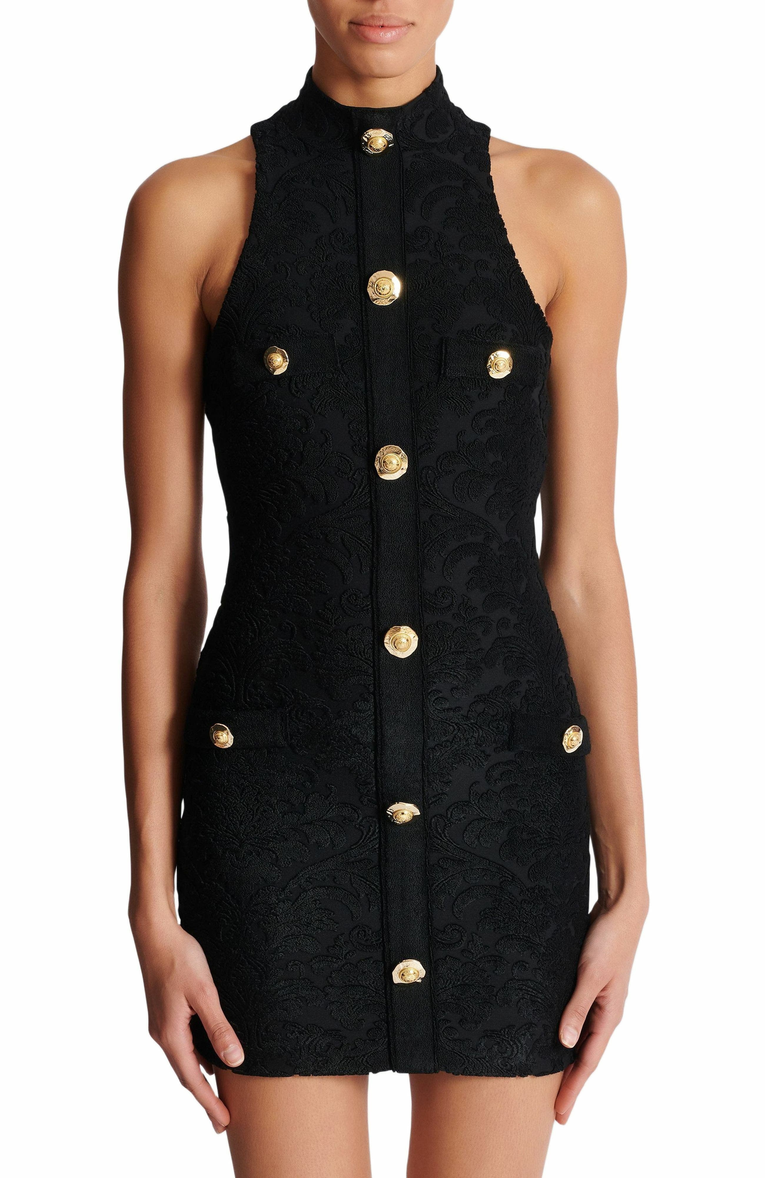 Balmain Baroque pattern short bodycon dress in Black at Nordstrom - 8