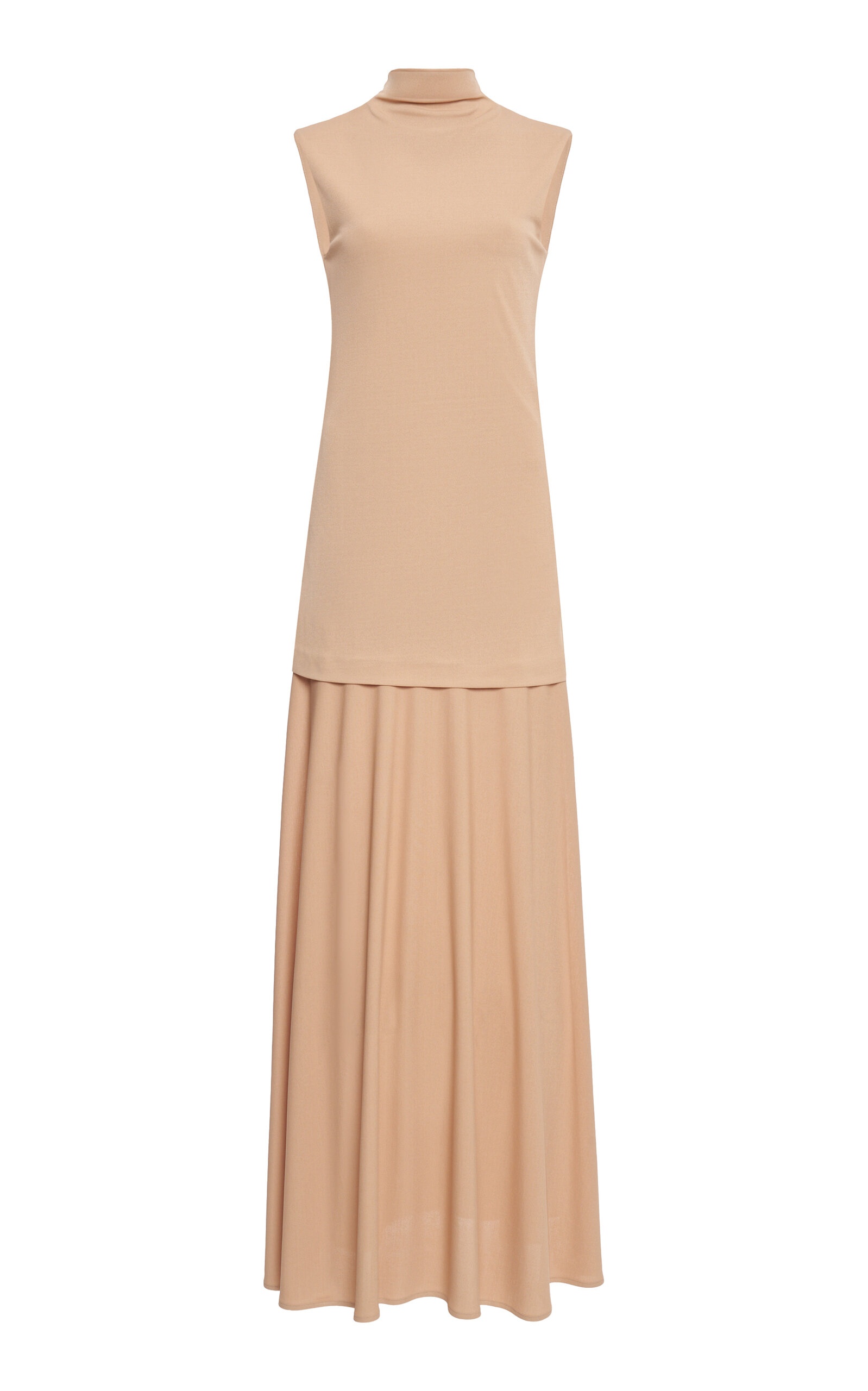 Sleeveless Jersey Turtleneck Maxi Dress brown - 1