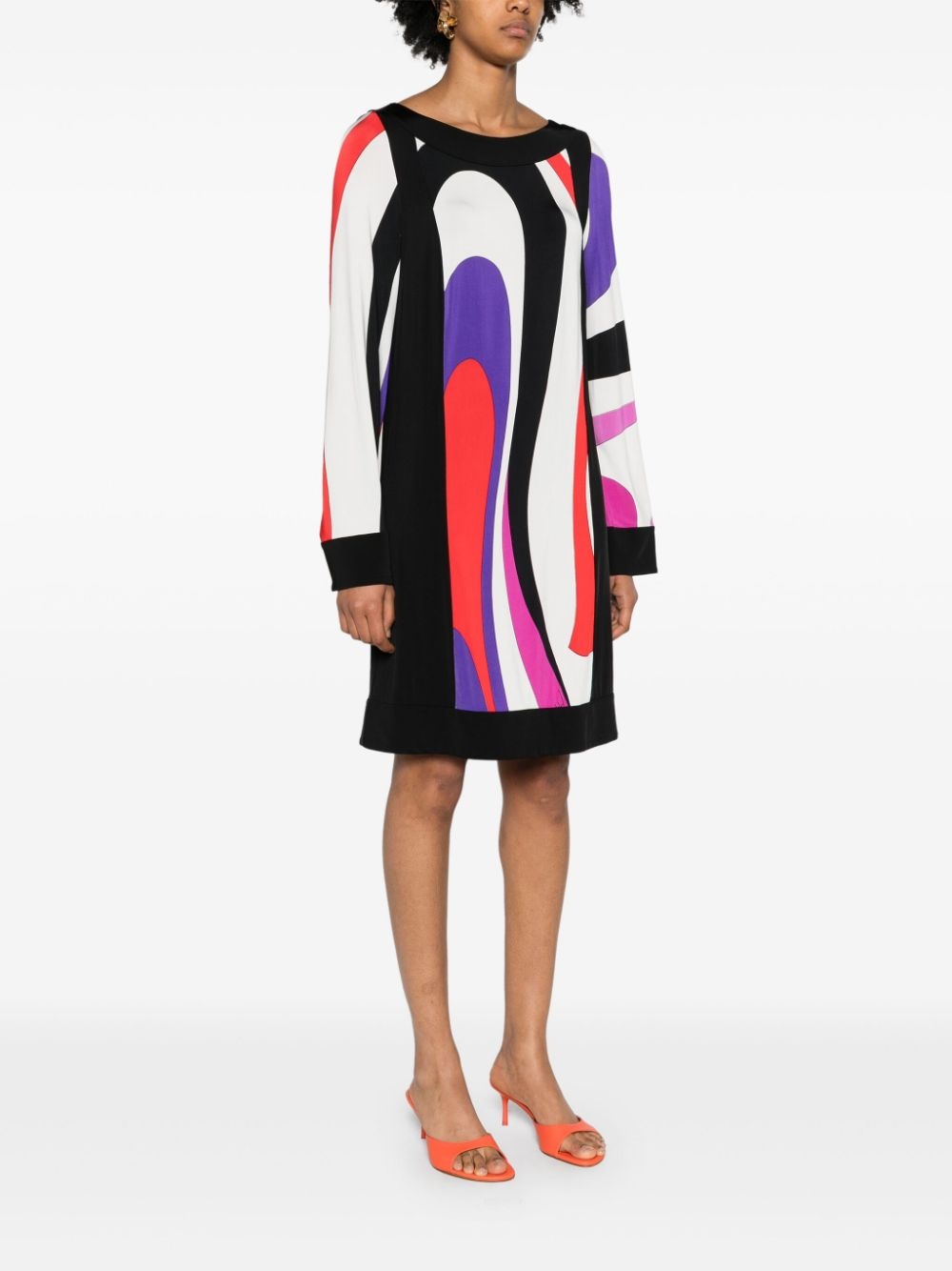 Marmo-print long-sleeve dress - 3