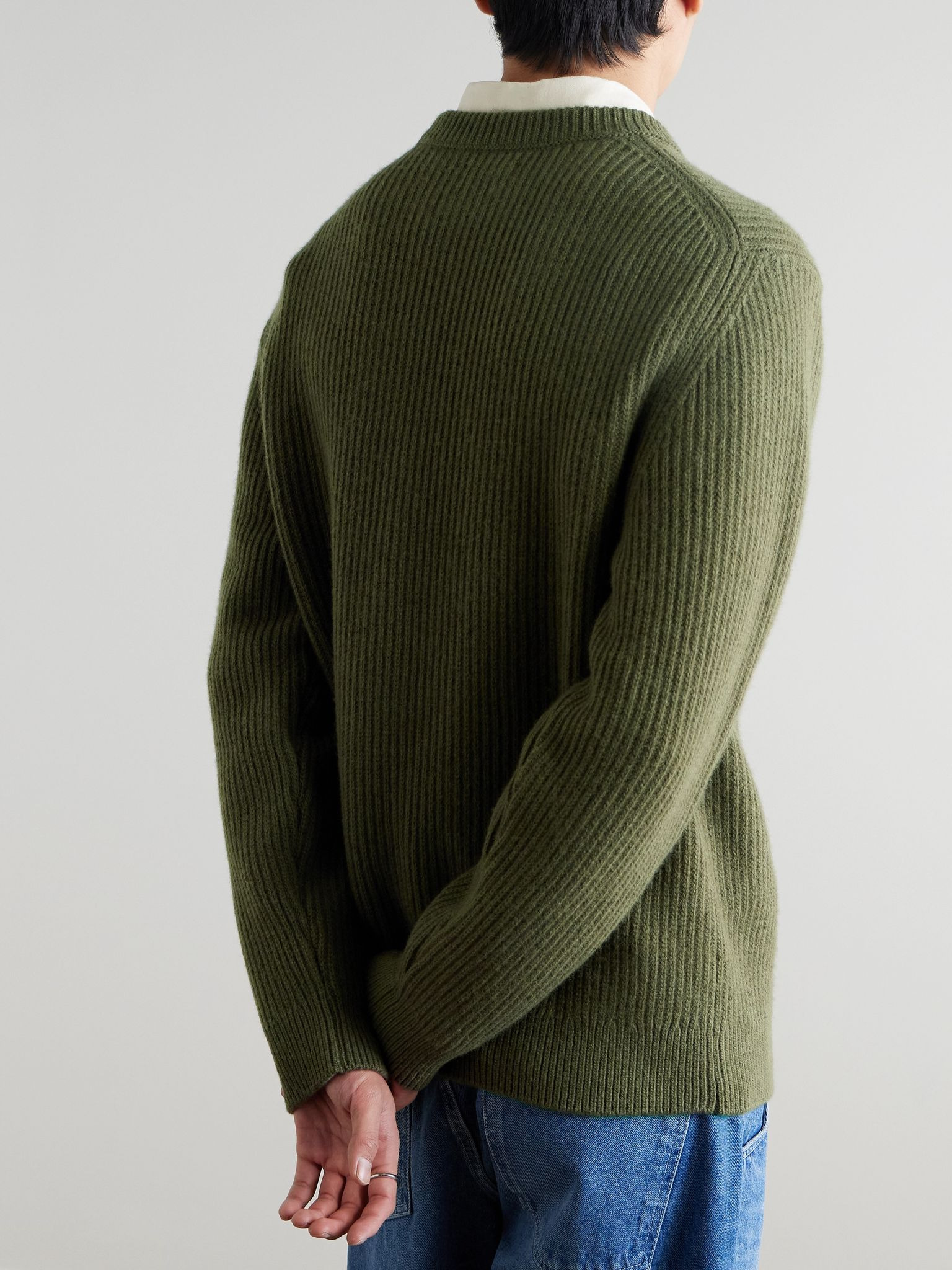 August Ribbed Wool Sweater Green - 3
