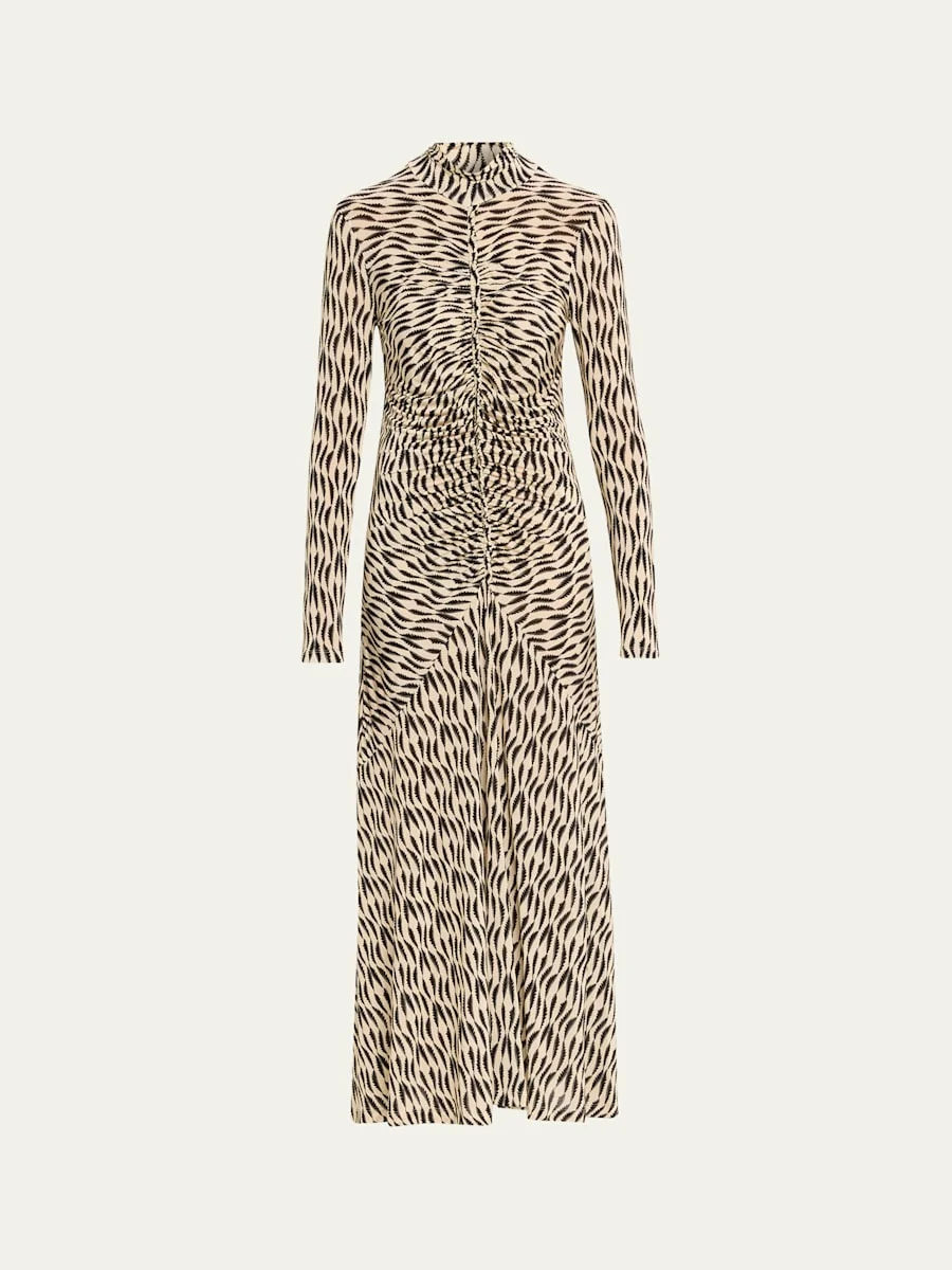 Ida Ruched Turtleneck Midi Dress - 1