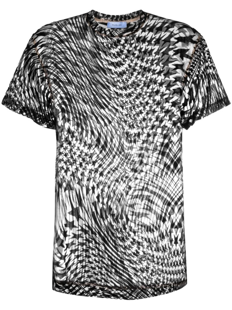star-print mesh T-shirt 1