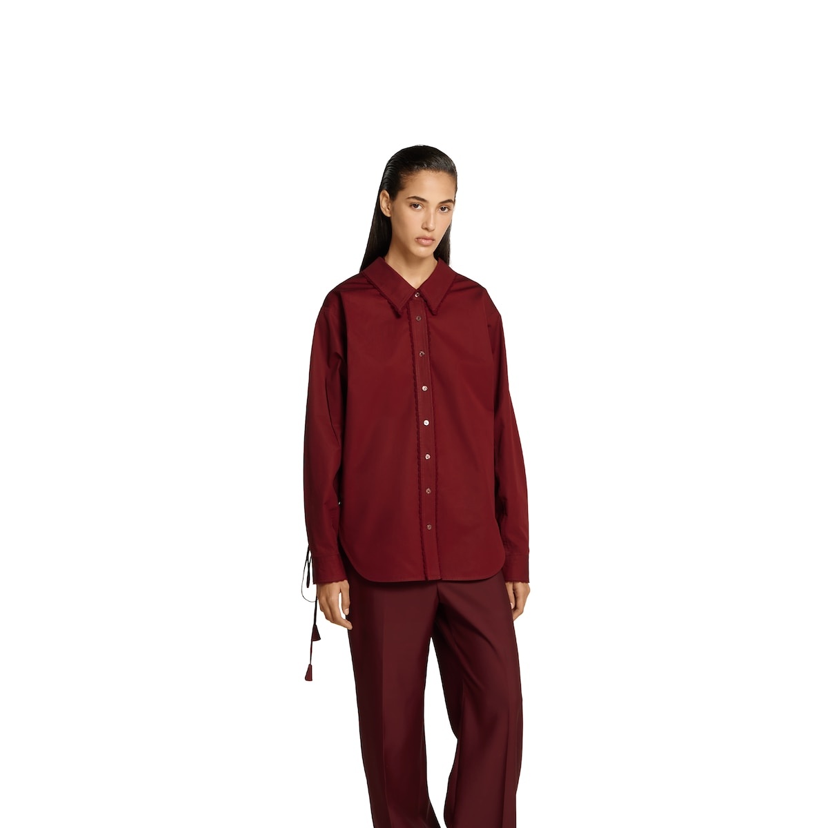 Cotton poplin shirt with tie - 3