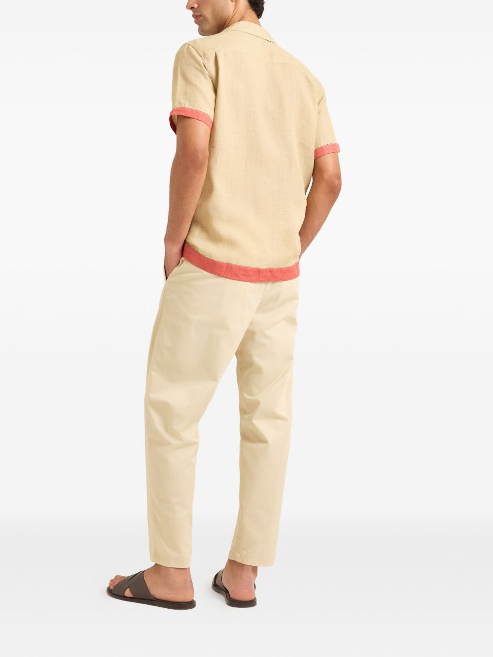 Maitan linen contrast-trim shirt - 3