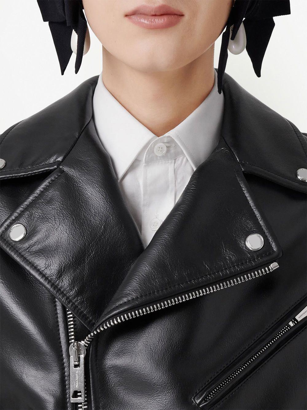 diamond quilted-panel biker jacket - 5