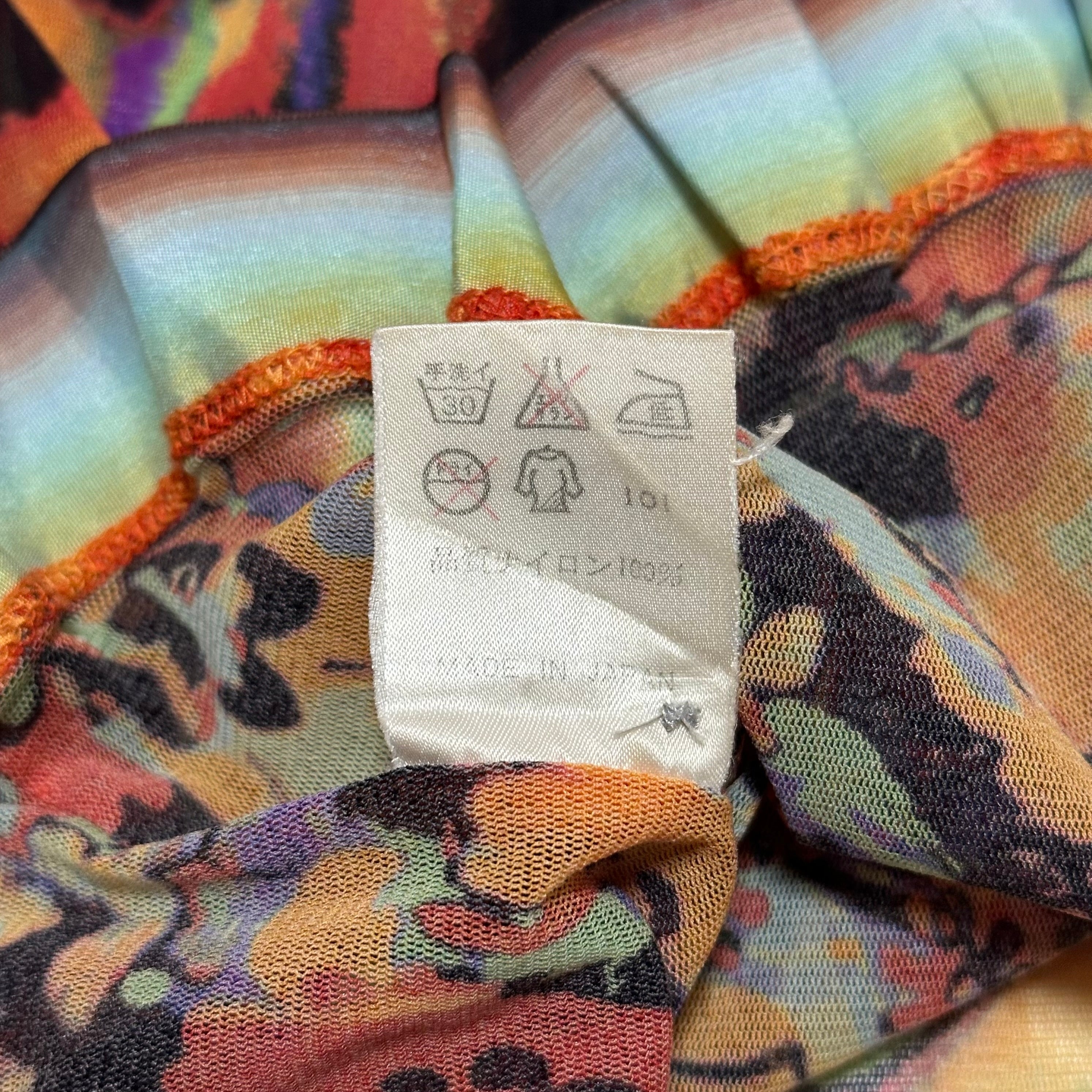 JEAN PAUL GAULTIER Spring Summer 2000 Psychedelic Print Mesh Frill Trim Top - 7