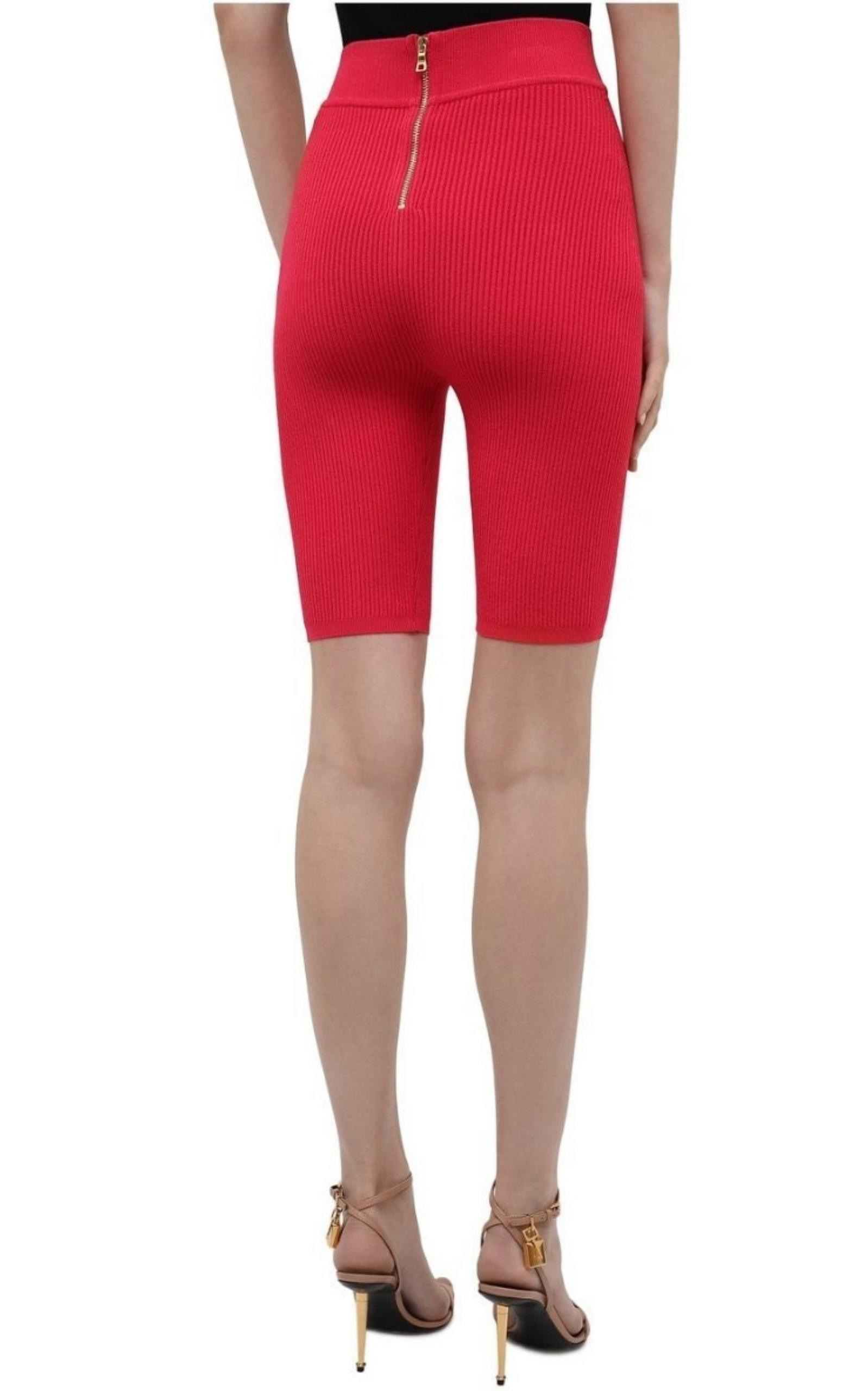 Button-embellished Ribbed Cycling Shorts - 4