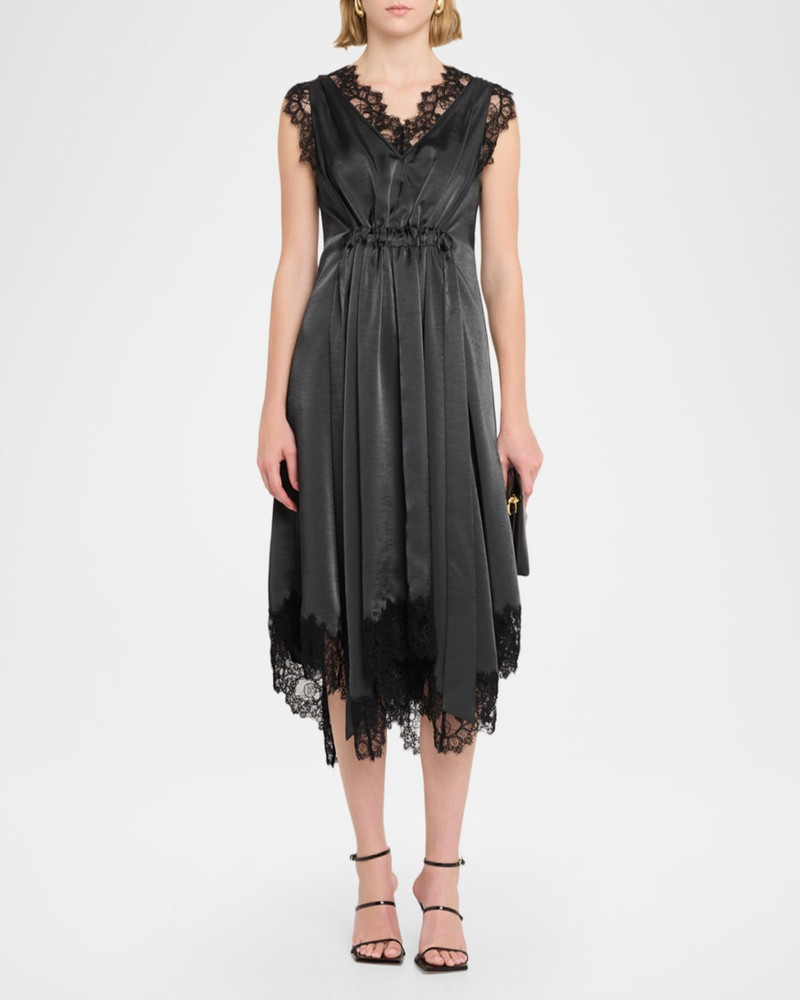 3.1 Phillip Lim V-Neck Lace-Trim Satin Midi Dress outlook