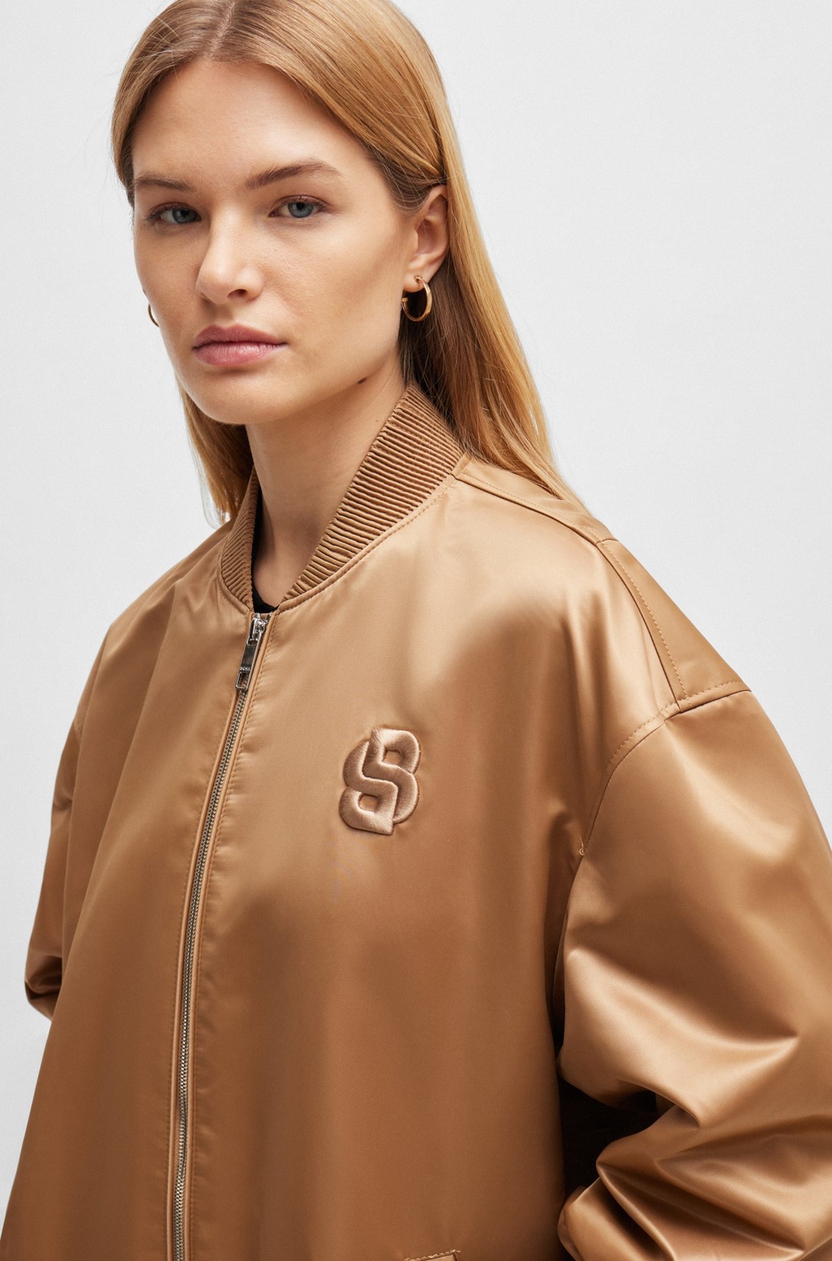 SATEEN BOMBER JACKET WITH DOUBLE MONOGRAM EMBROIDERY - 5