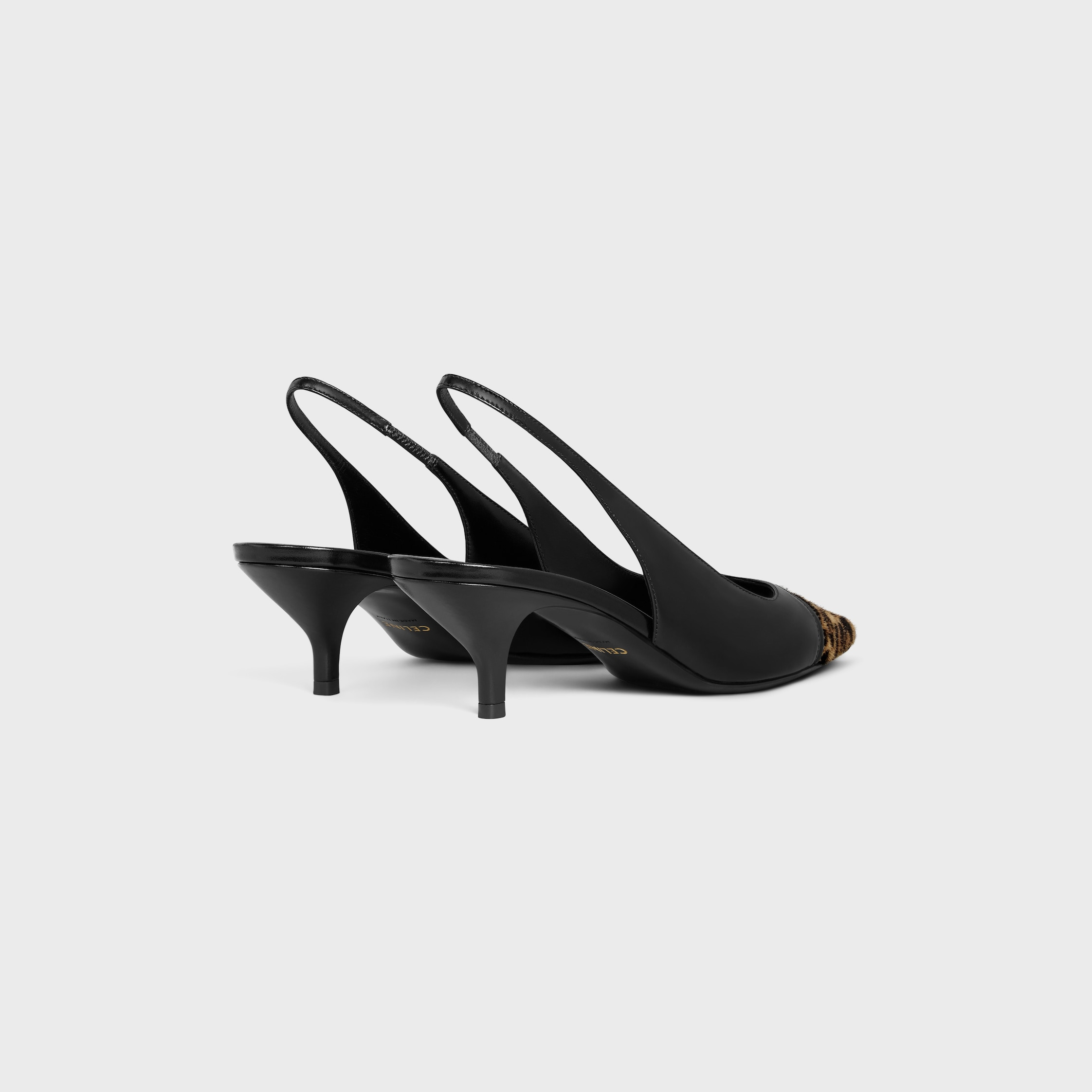 CELINE JUDY CAP TOE SKINGBACK IN CALFSKIN AND LEOPARD PRINTED HAIRY CALFSKIN - 3
