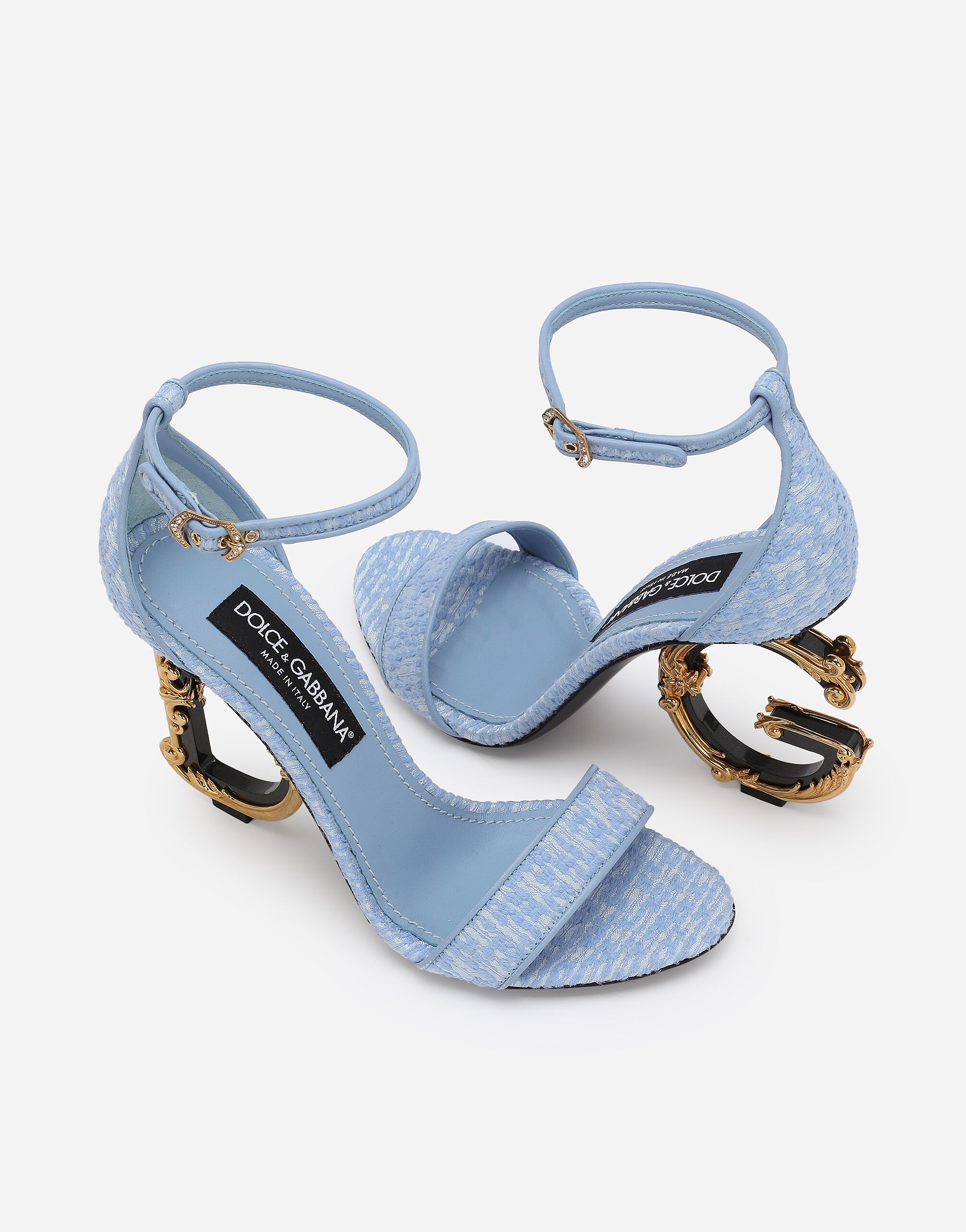 Bouclé fabric sandals with Baroque DG detail - 5