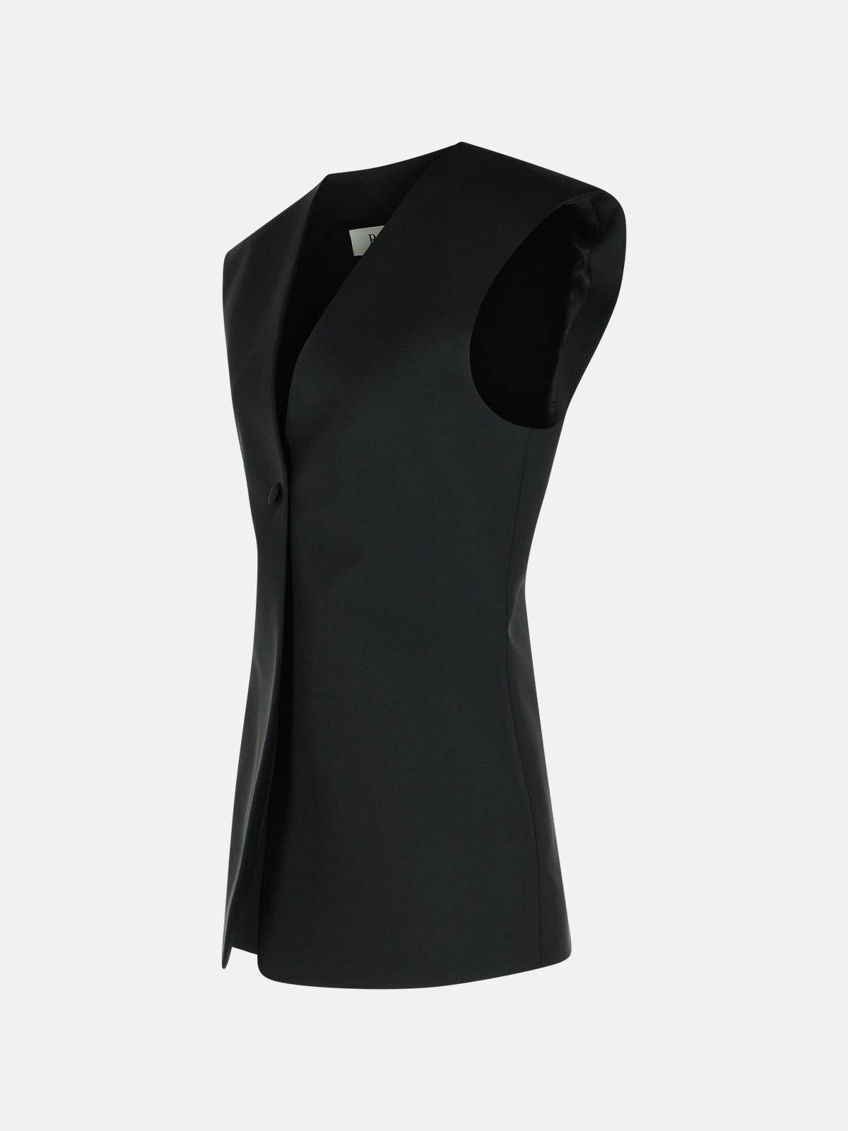 SLEEVELESS BLOUSE IN BLACK VIRGIN WOOL BLEND - 2