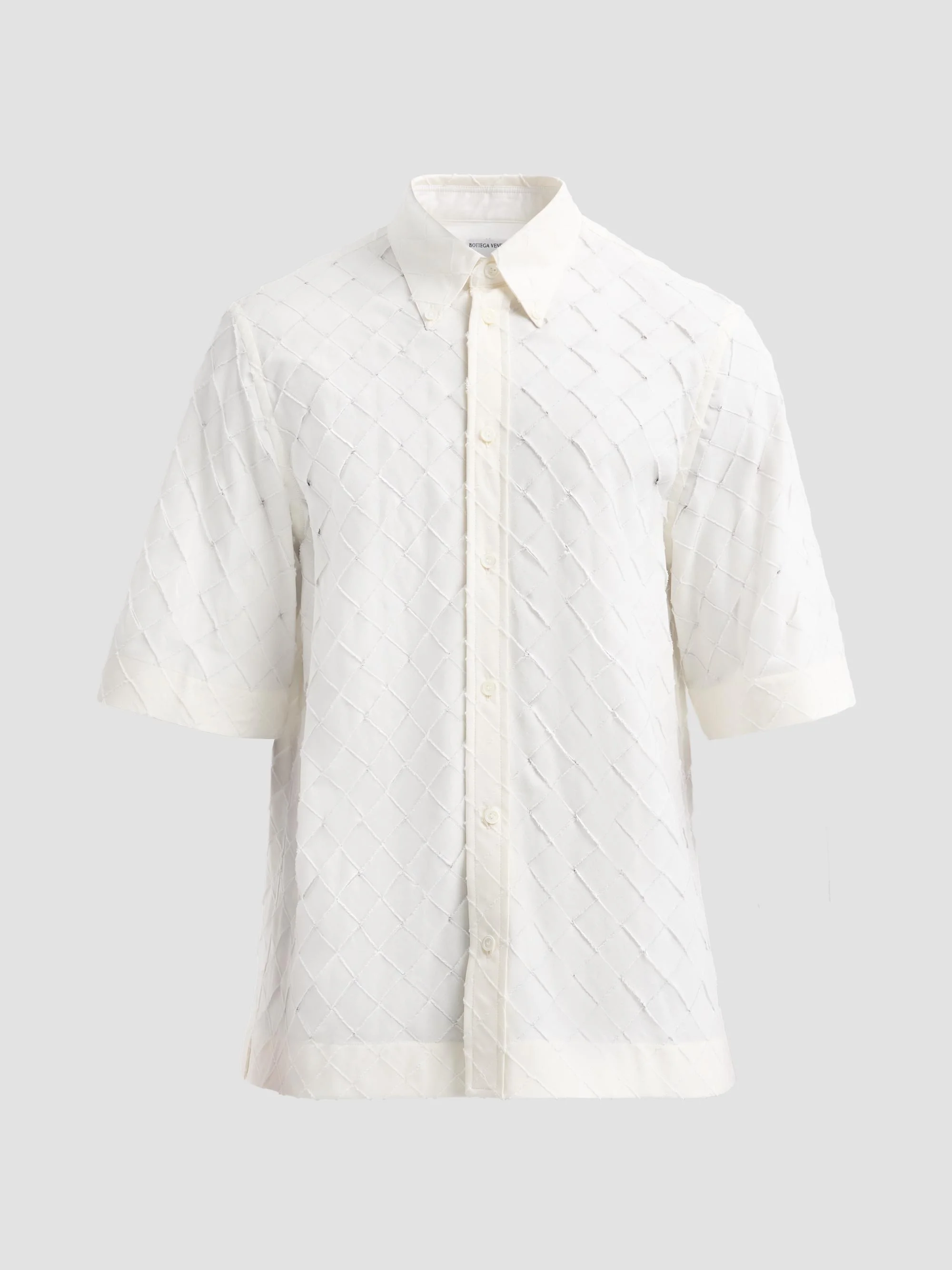 Men's Intrecciato Cotton Poplin Shirt - Parchment - 1