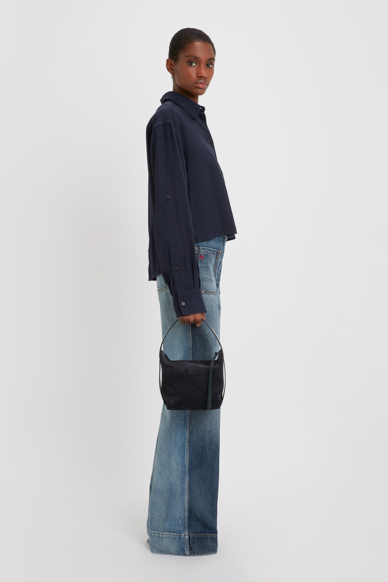 Medium Belt Bag in Dark Navy Suede 6