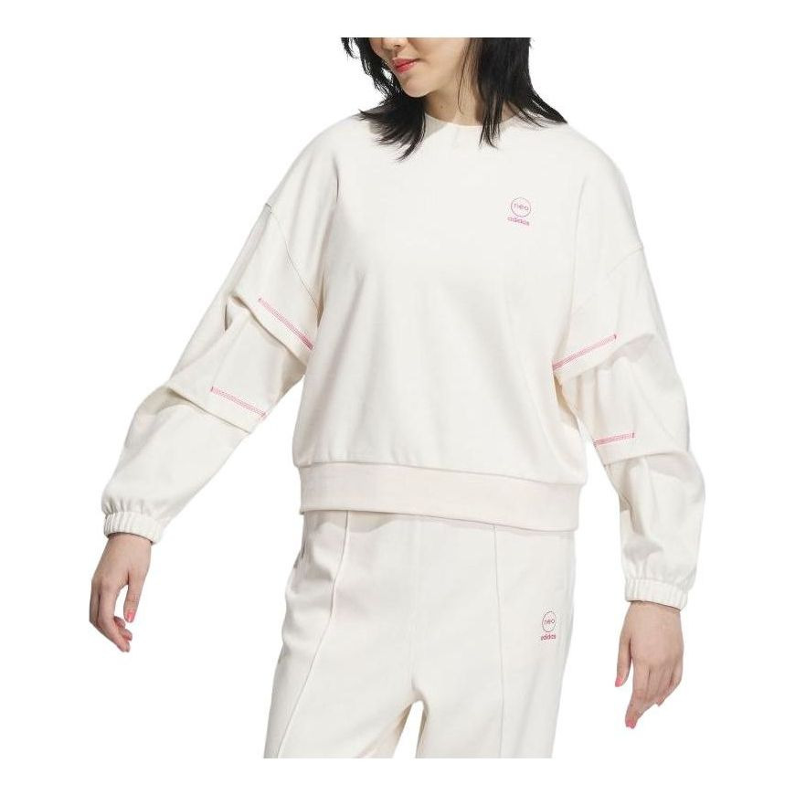 (WMNS) adidas Neo Cesp Crew Sweatshirts 'Beige' IK3423 - 1