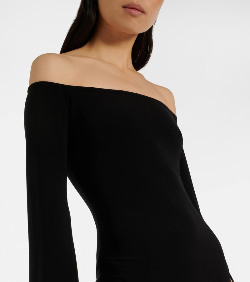 Draped off-shoulder jersey gown 5