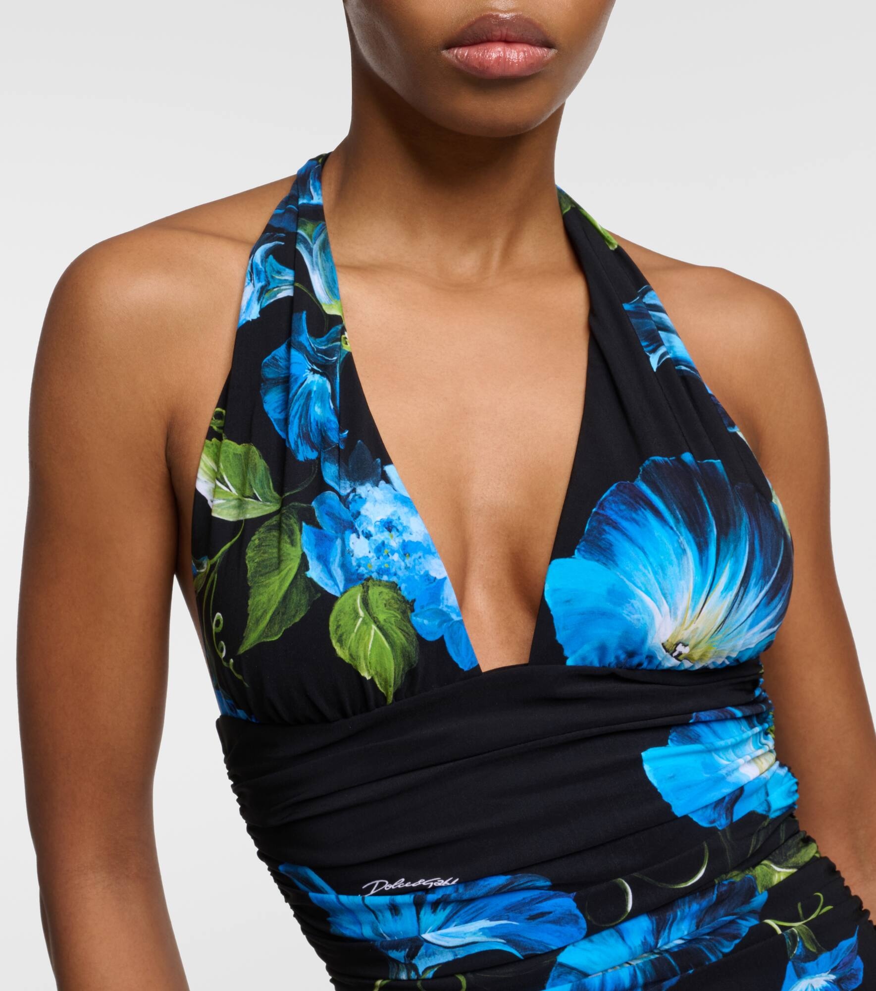 Floral halterneck swimsuit - 4