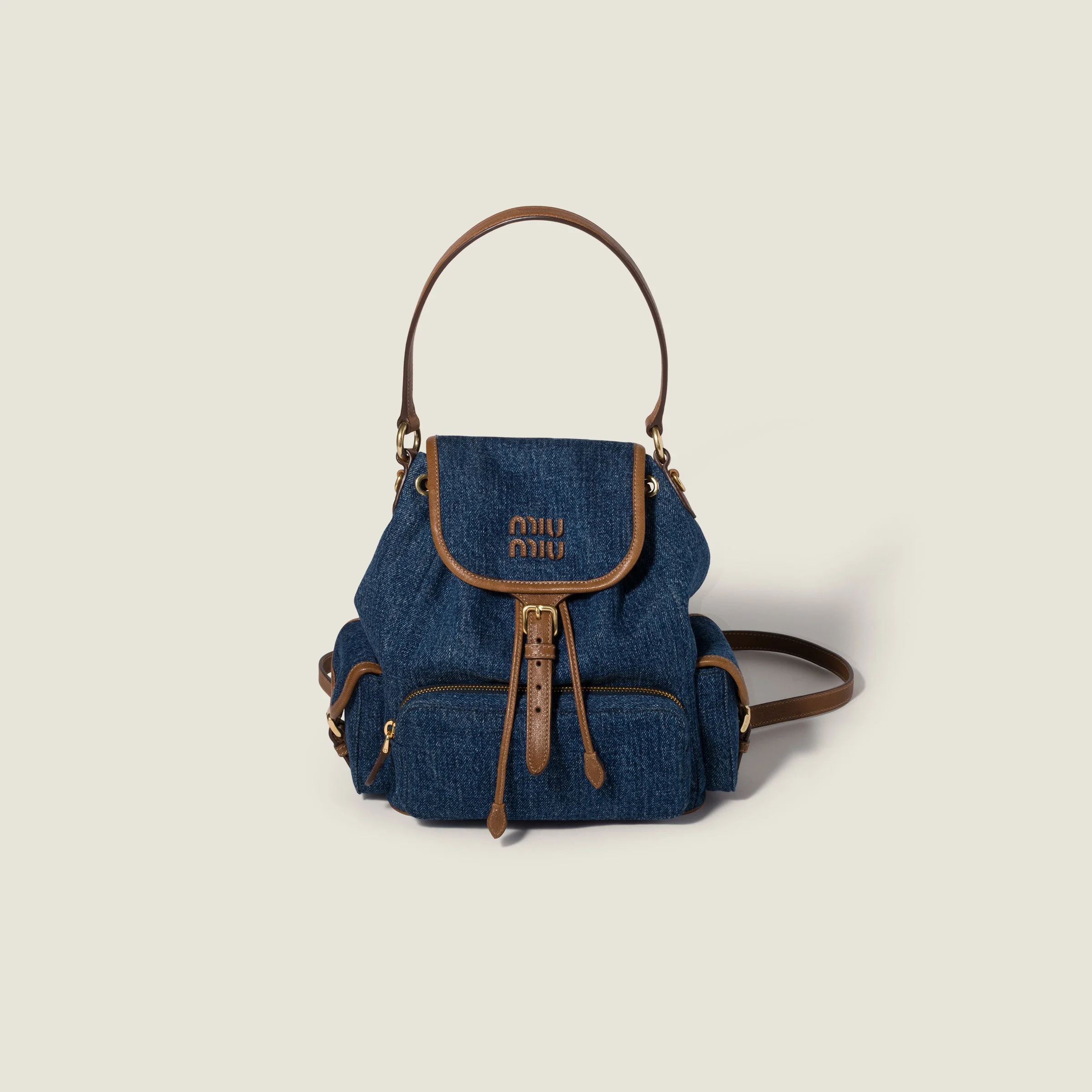Denim and leather backpack - 1