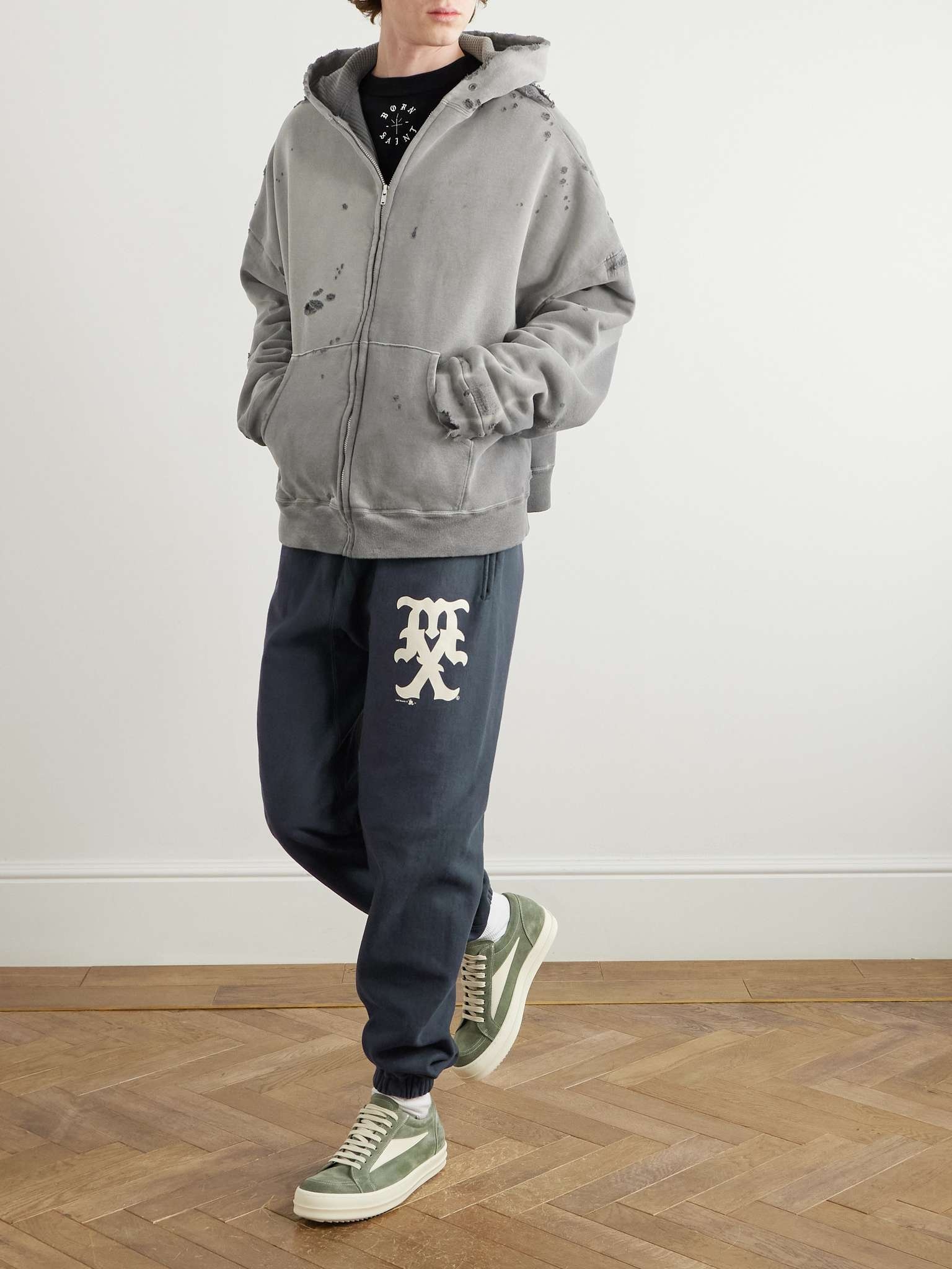 Tapered Logo-Print Cotton-Blend Jersey Sweatpants - 2