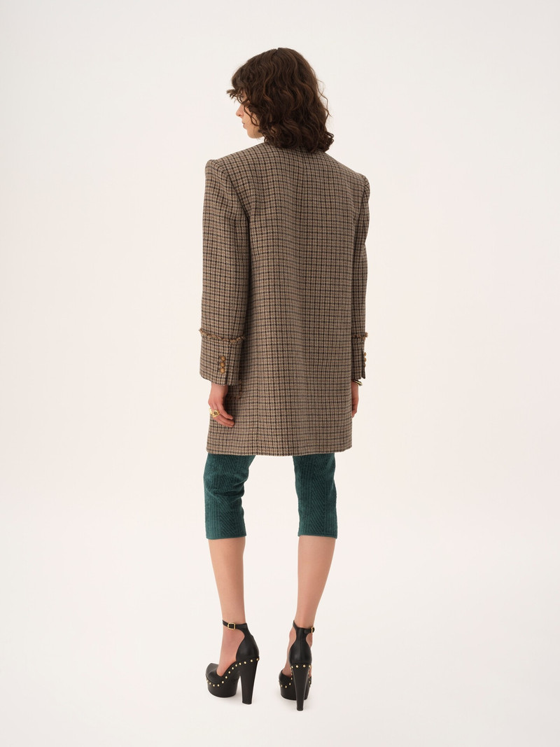 SINGLE-BREASTED COLLARLESS COAT IN HOUNDSTOOTH WOOL 4