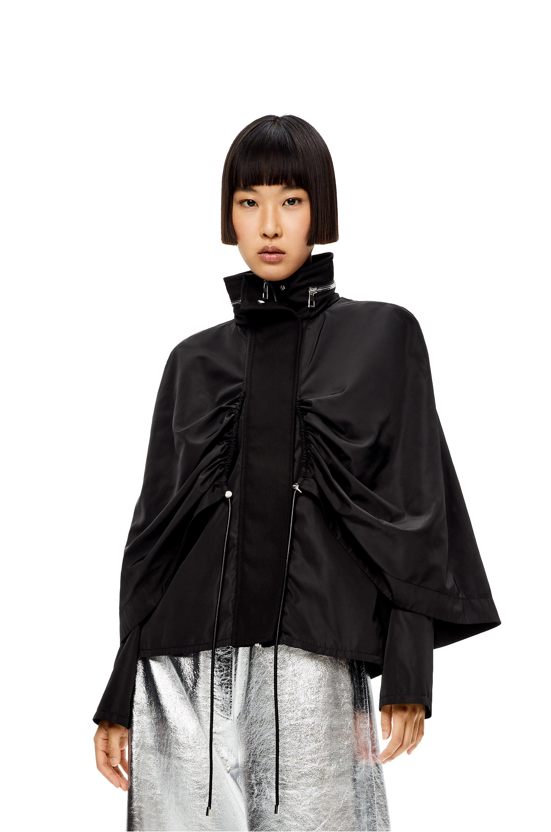 Cape jacket in cotton and nylon - 3