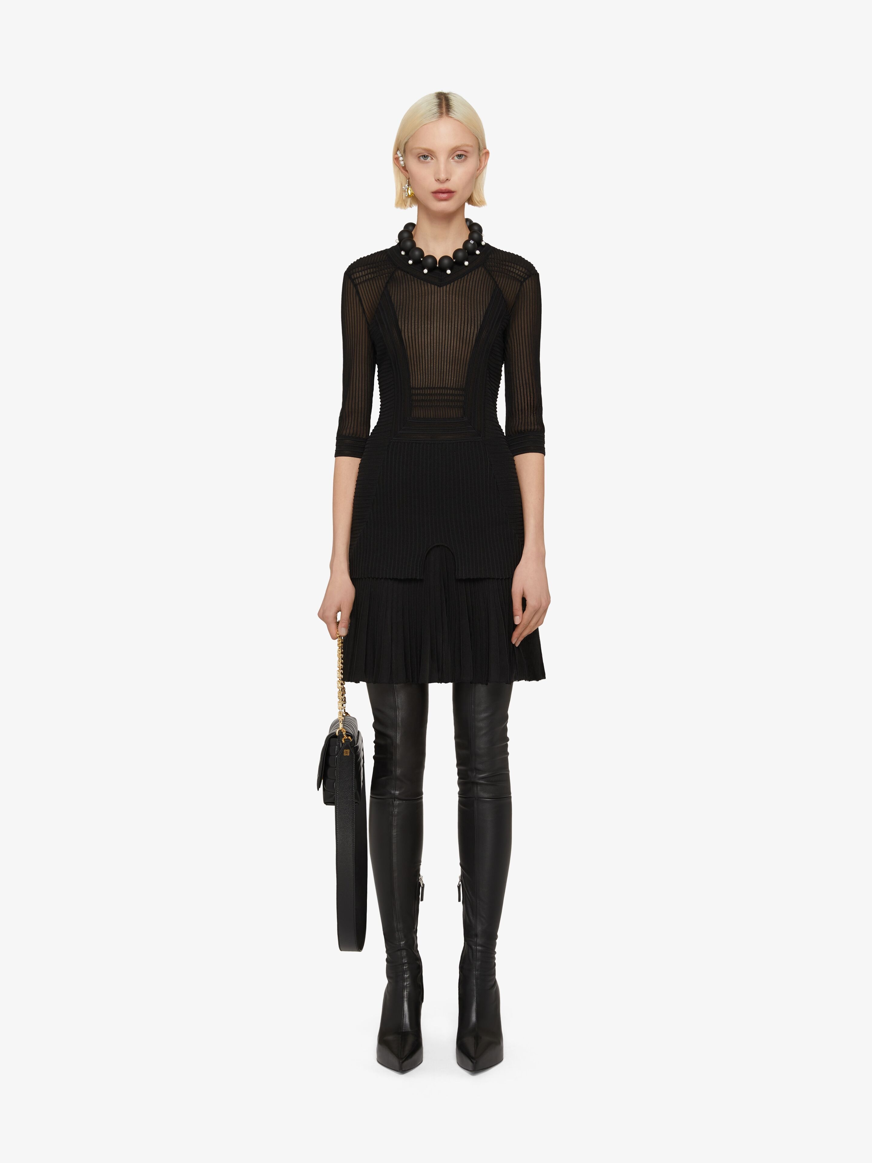 DRESS IN TRANSPARENT KNIT WITH OVERLAPPED EFFECT - 2