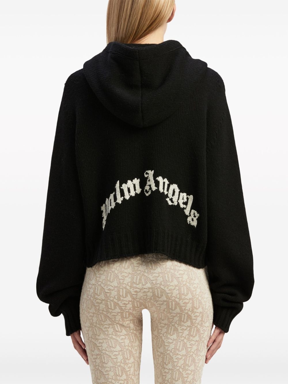 logo intarsia-knit wool-blend hoodie - 5