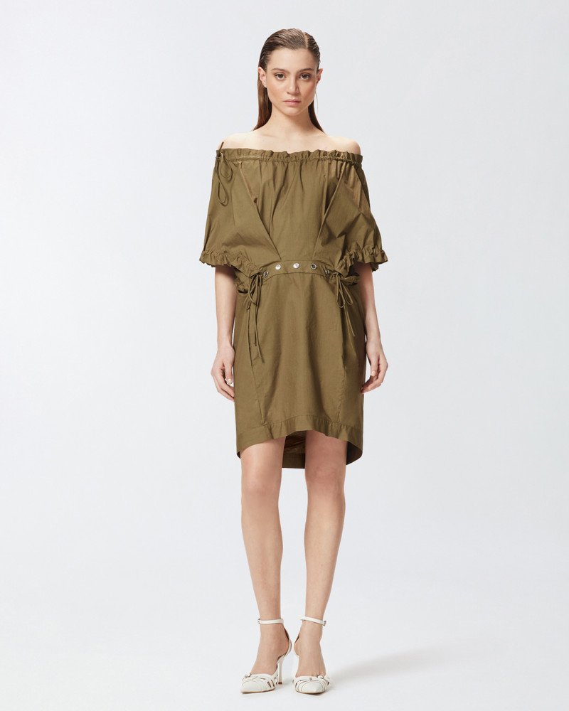 PINKO SHORT POPLIN DRESS WITH GATHERS AND EYELETS outlook