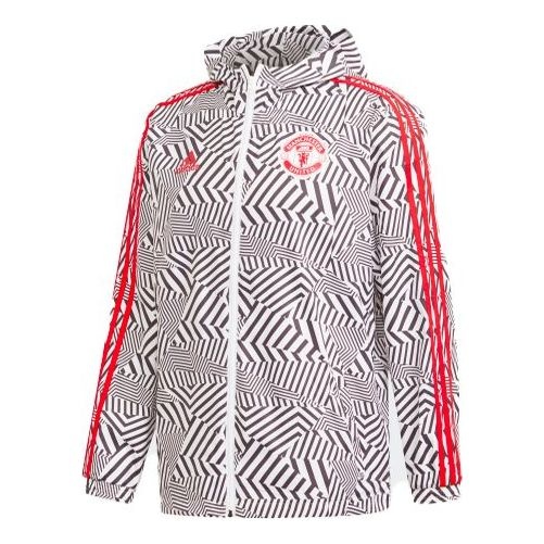 adidas Manchester United Soccer/Football Sports Hooded Jacket White FR3843 - 1