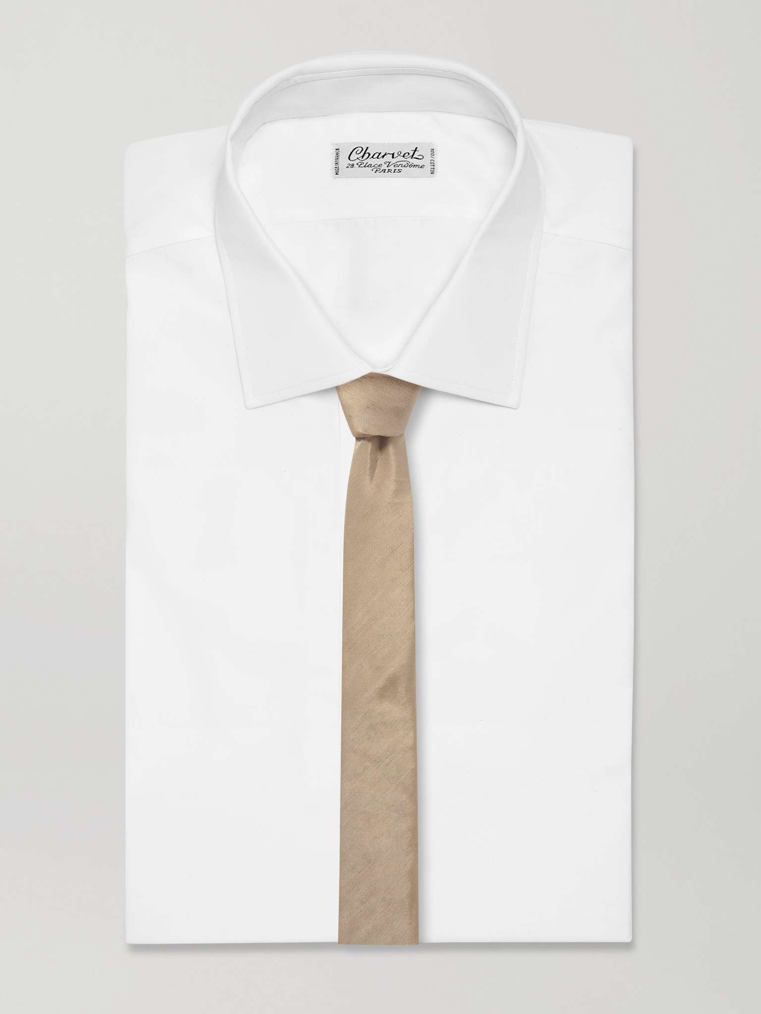 Slub Linen and Silk-Blend Faille Tie - 2