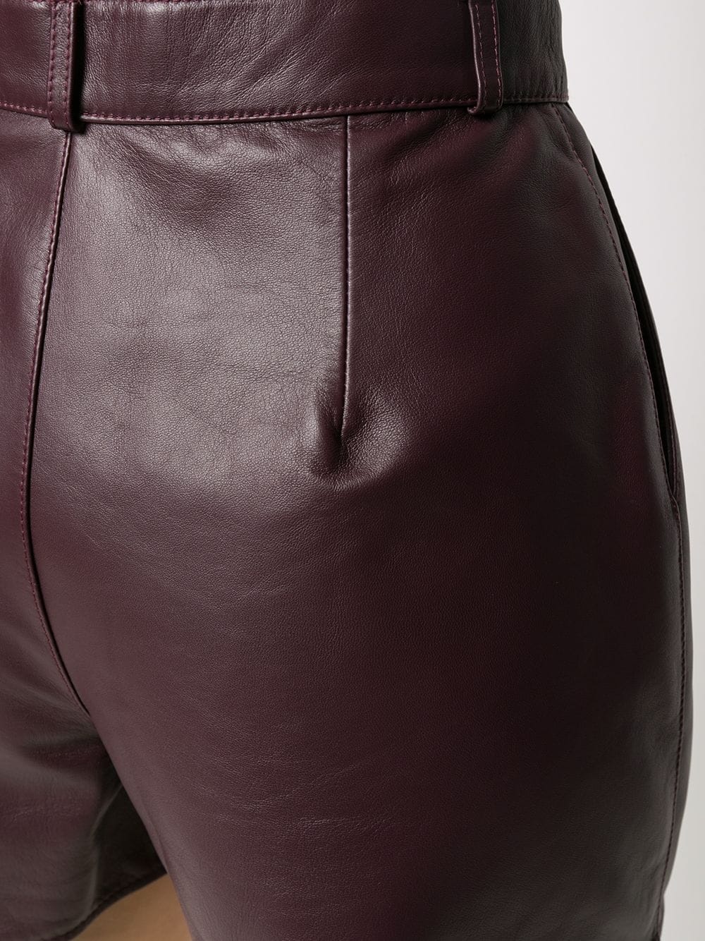 pleated leather shorts - 5