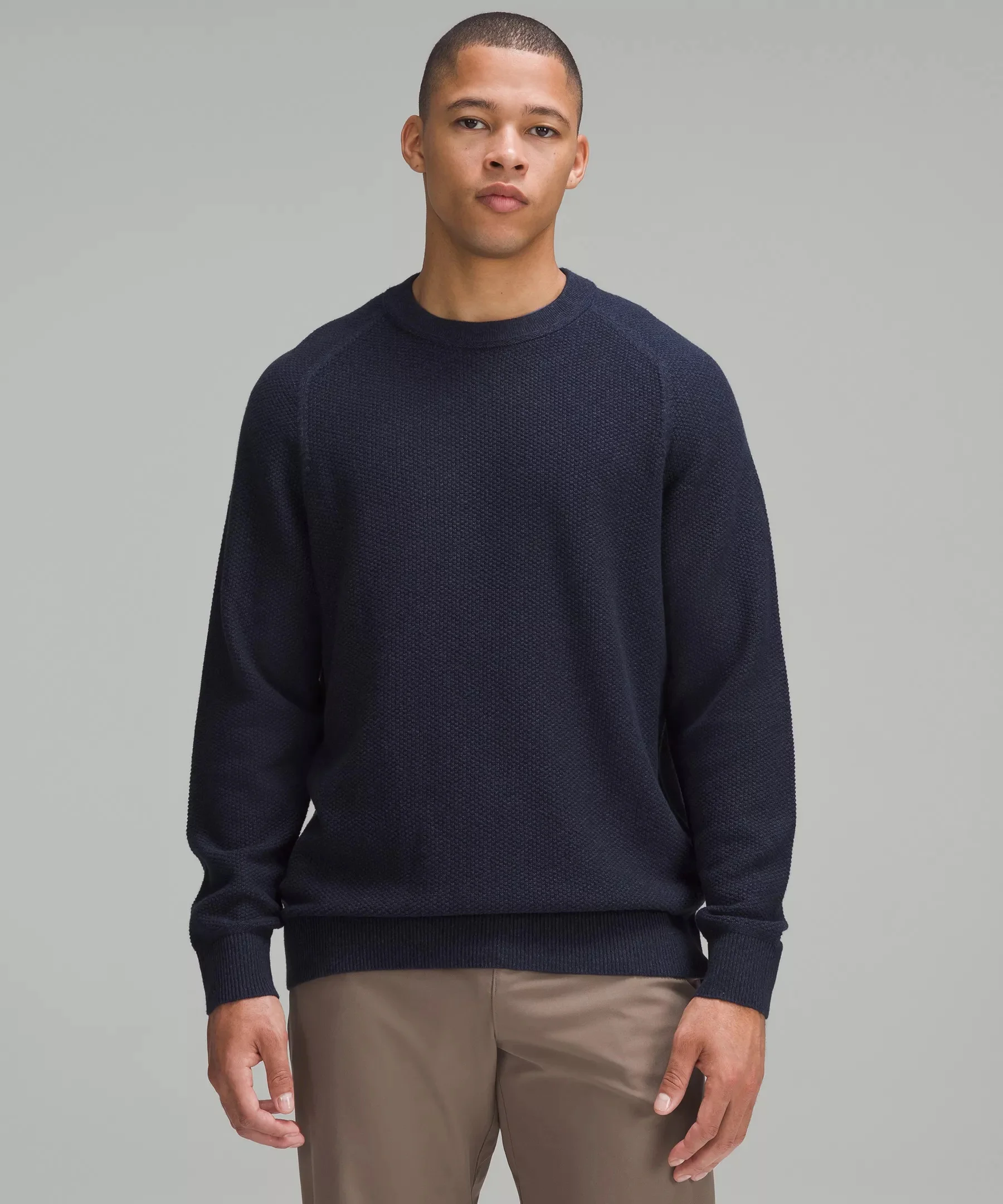 Textured Knit Crewneck Sweater - 1