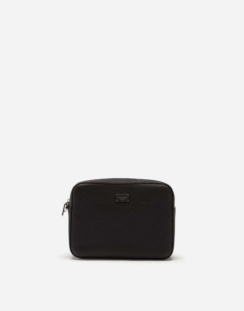 Calfskin Palermo clutch with branded plate 1