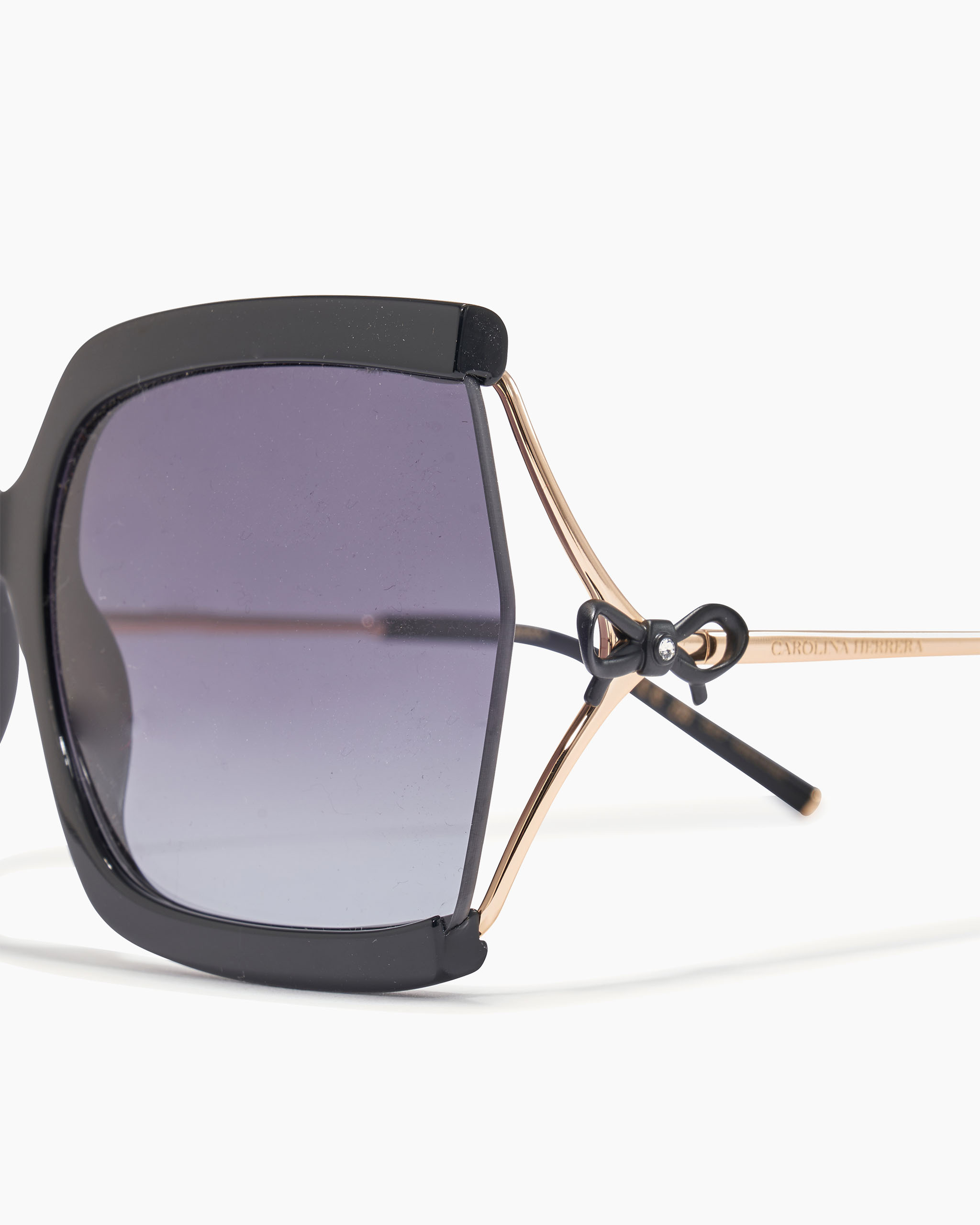 Bow-Embellished Oversized Rectangular Sunglasses - 3