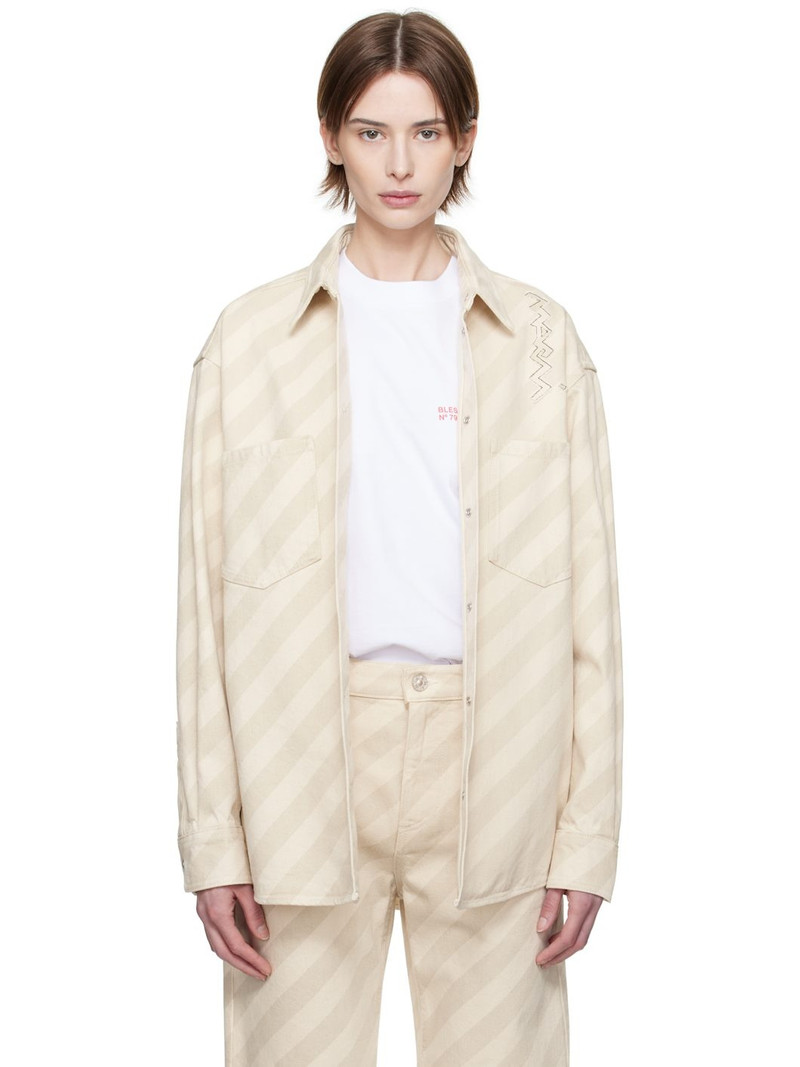 Beige Boxy Denim Shirt 1