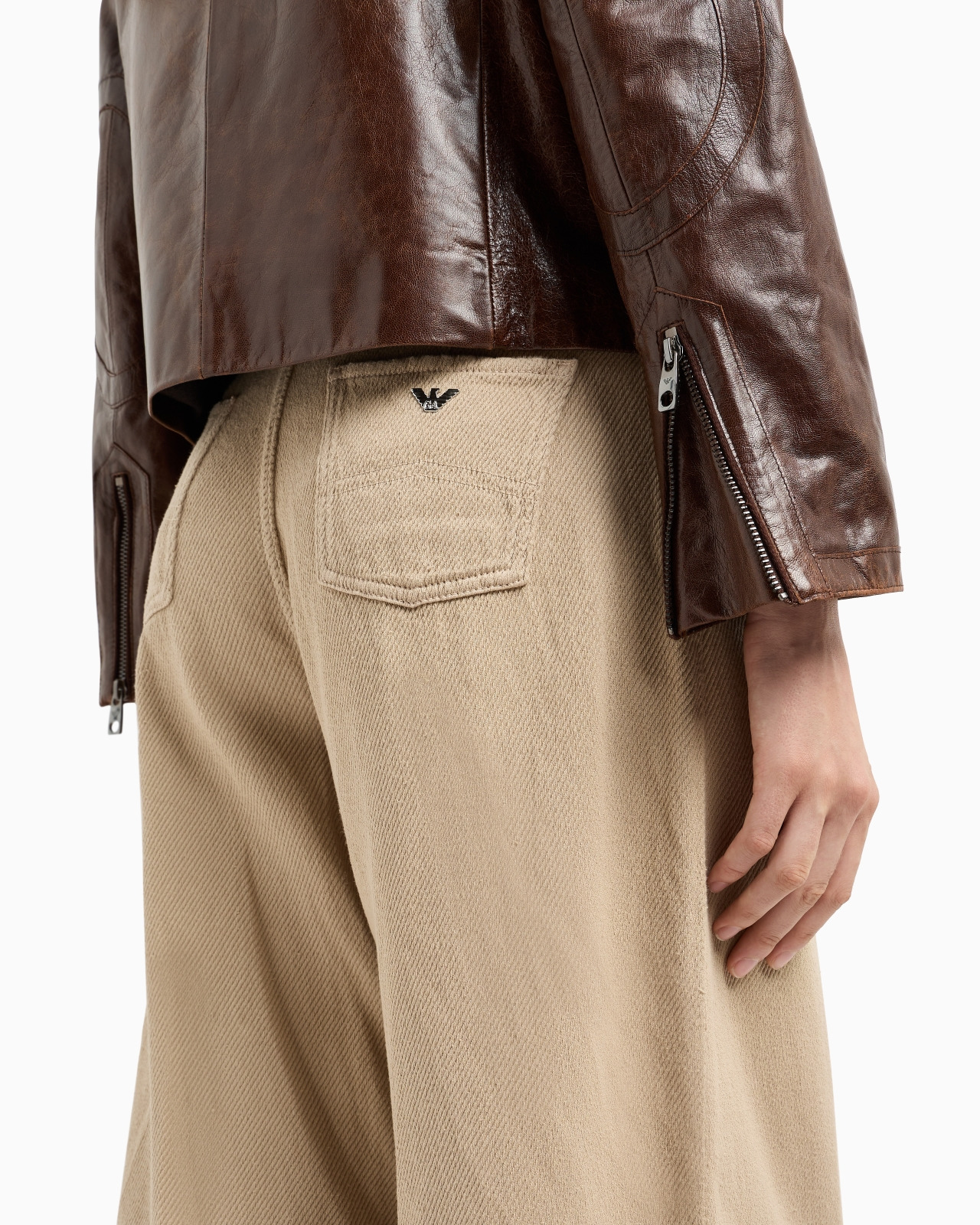 Icon slim-fit jacket with an off-centre zip in vegetable-tanned tumbled goatskin nappa leather - 6