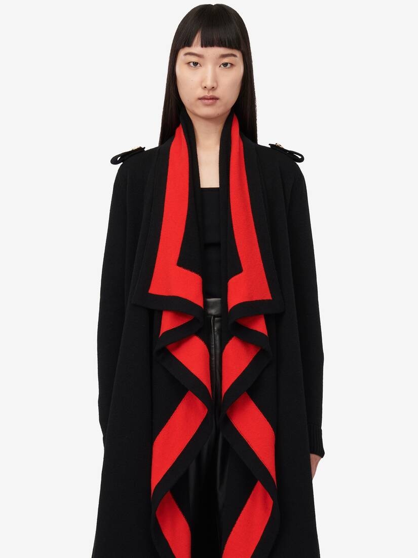 Women's Knitted Outerwear Cardigan in Black/red - 5