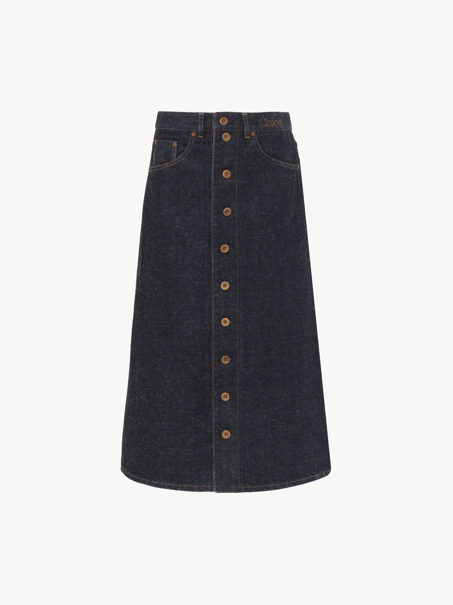 DENIM MID-LENGTH SKIRT - 4