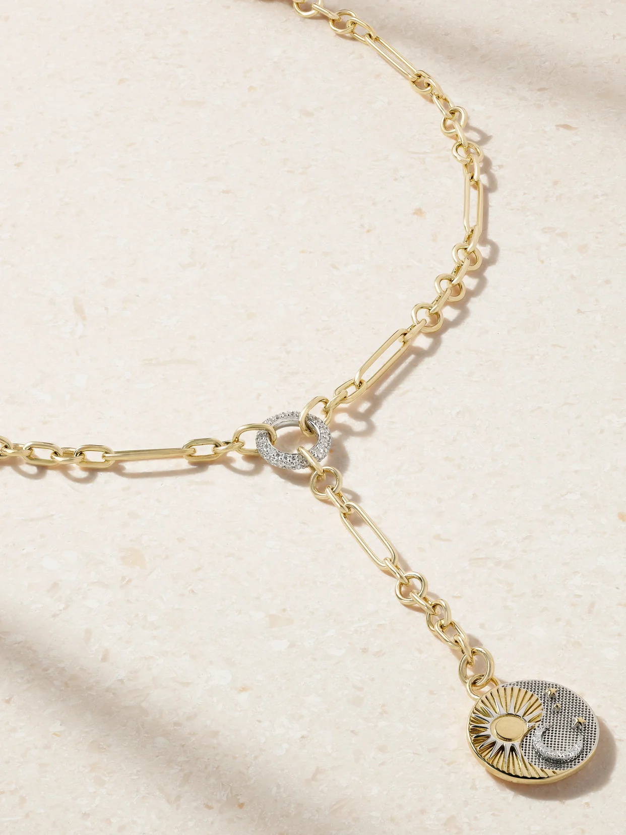 Balance + Fine Mixed Clip 18-karat Gold Diamond Necklace - 1