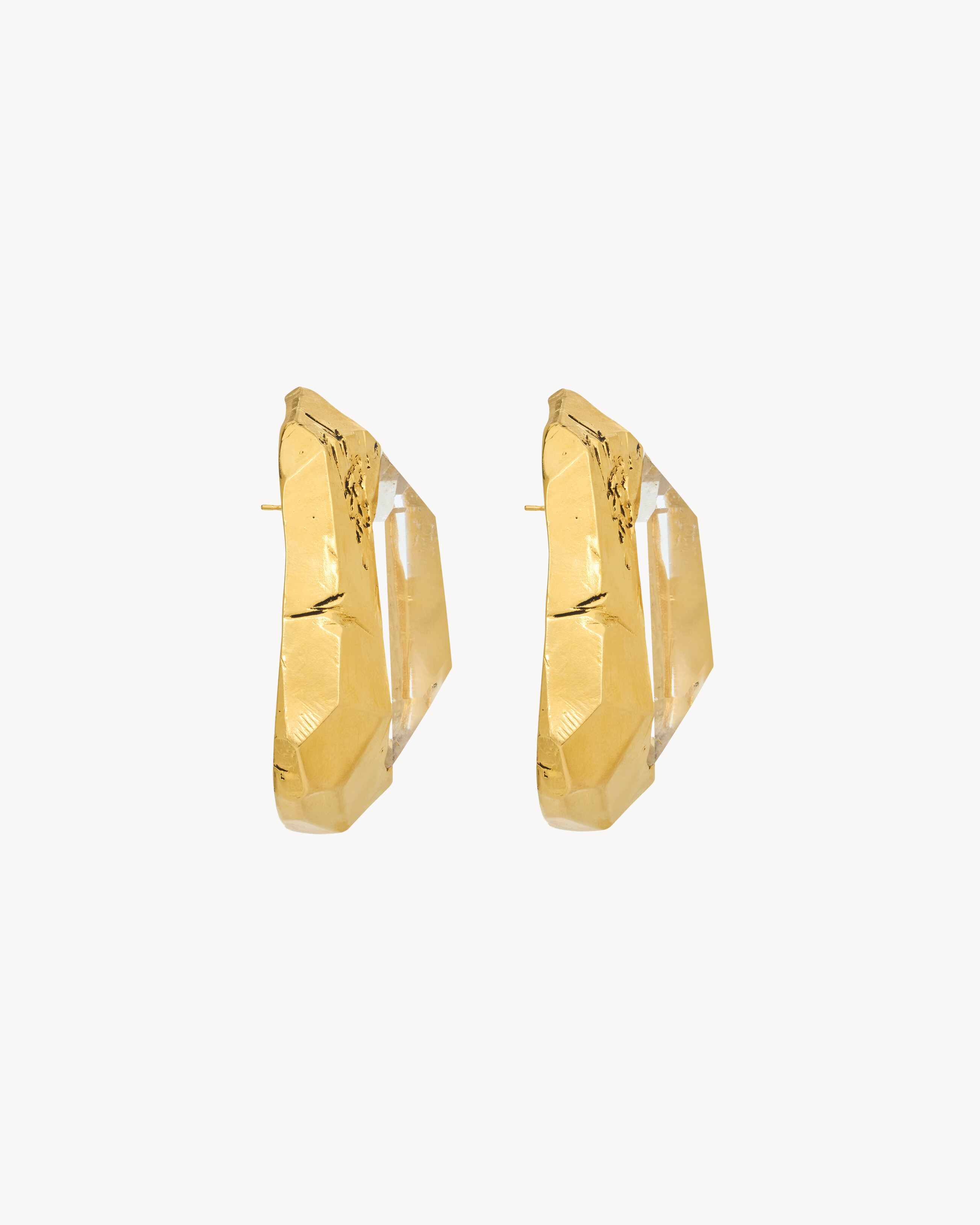 PITTED EARRINGS IN CRYSTAL ROCK AND METAL - 3