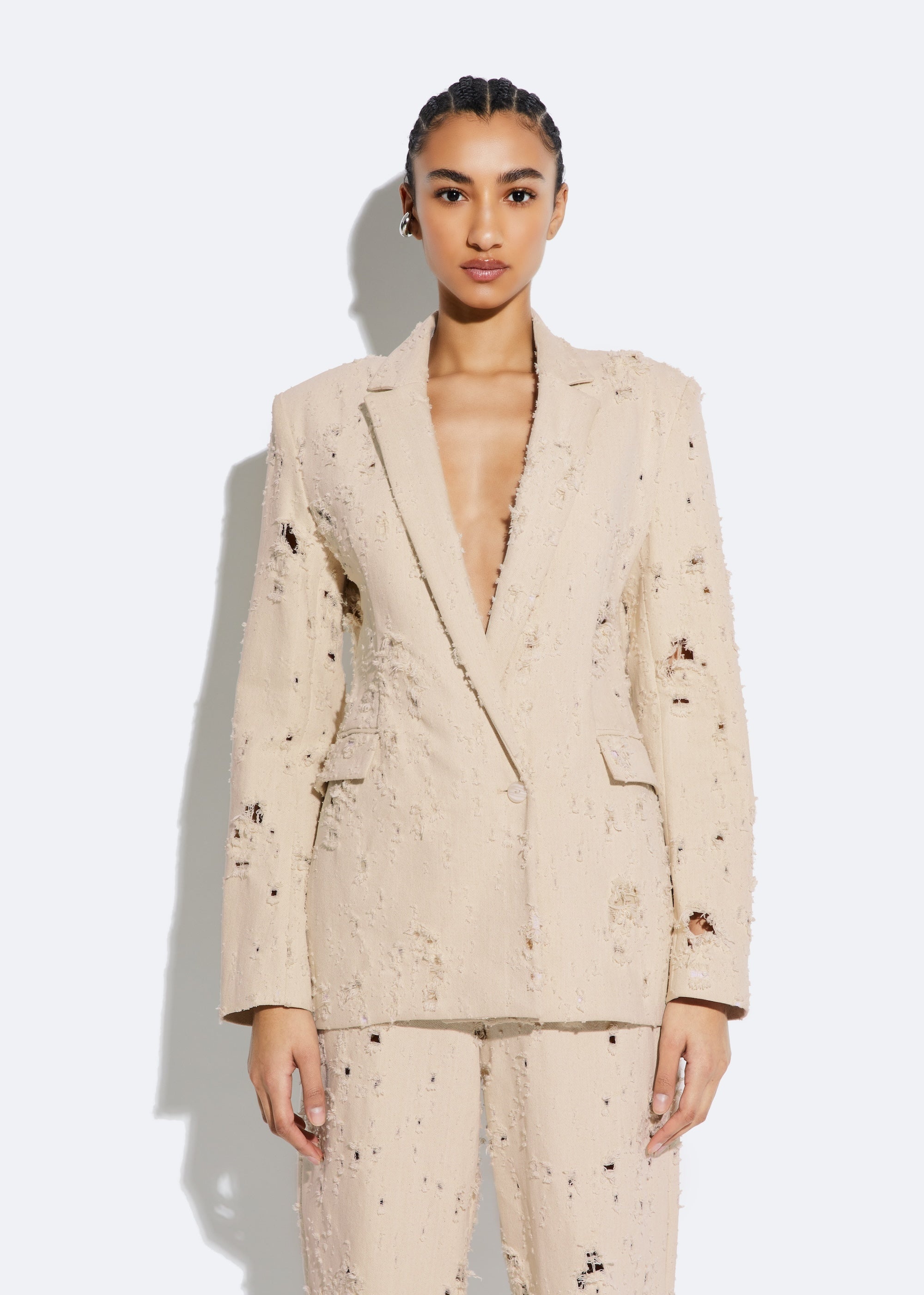 Distressed Denim Blazer - 2