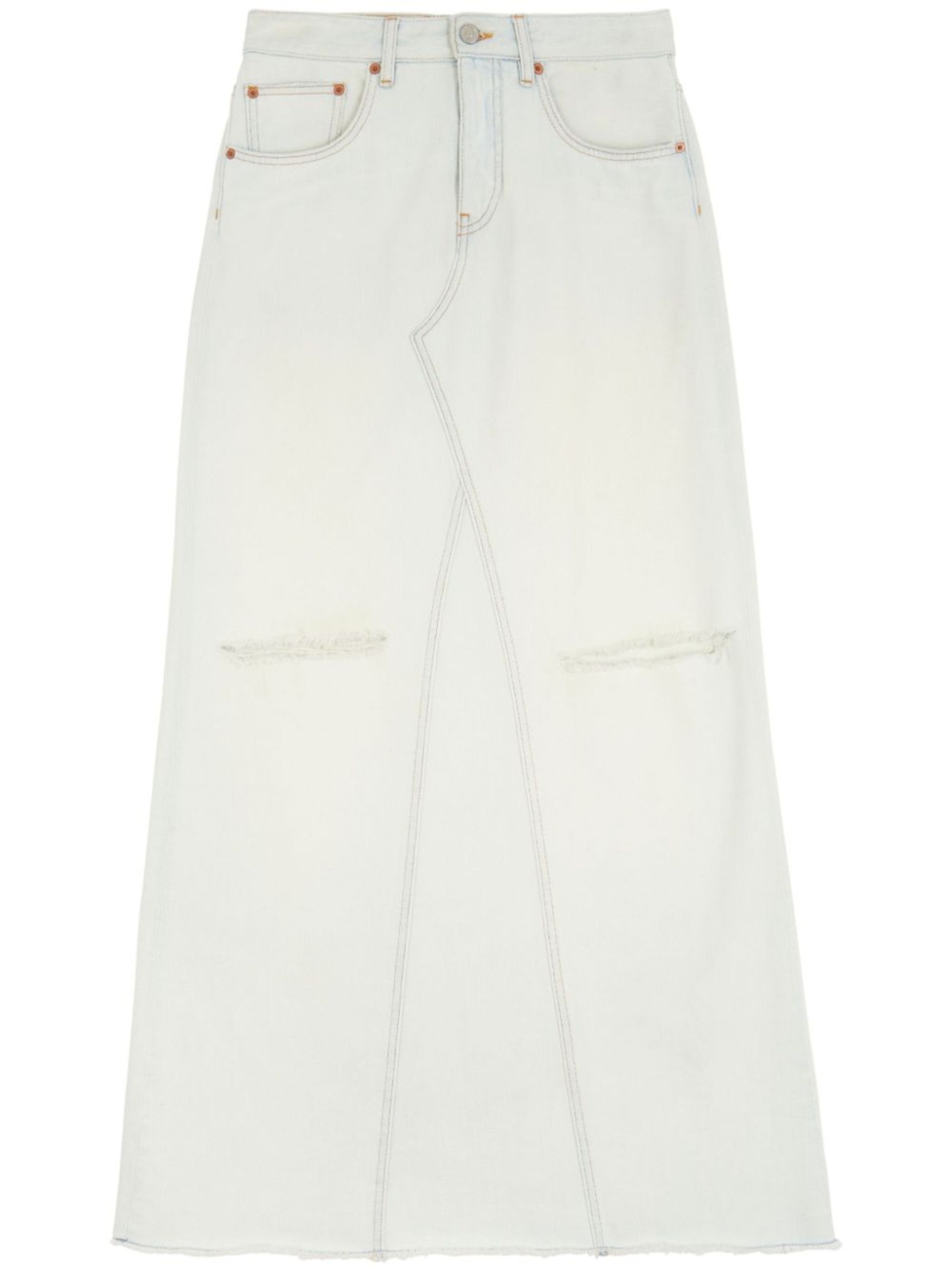 White A-Line Denim Maxi Skirt - 1