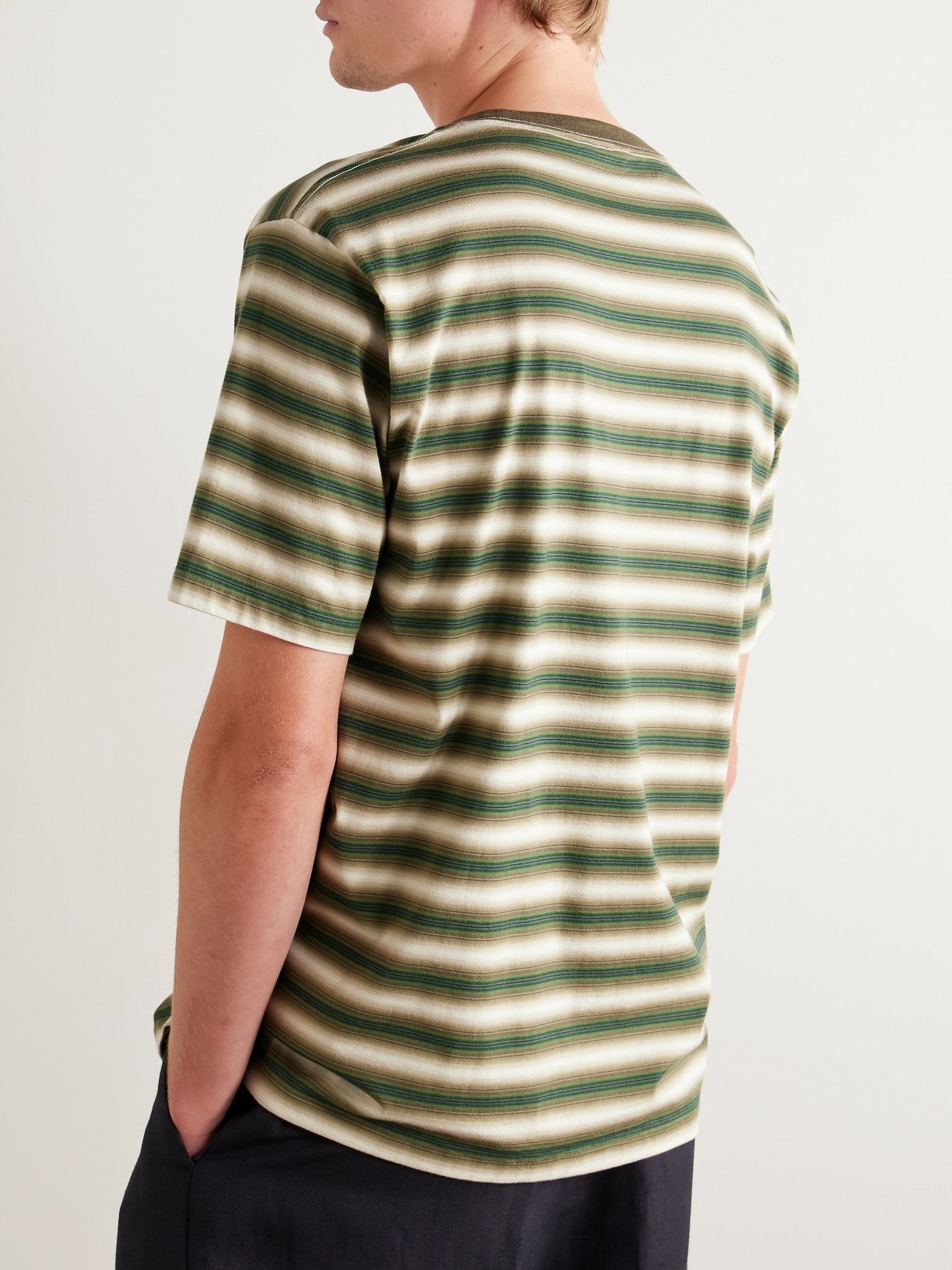Striped Cotton-Jersey T-Shirt Green - 3