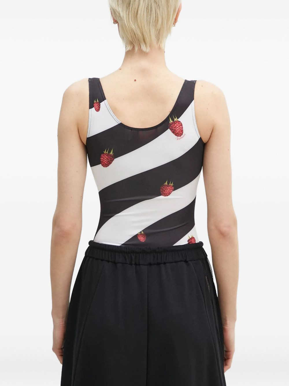 raspberry-print striped bodysuit - 3
