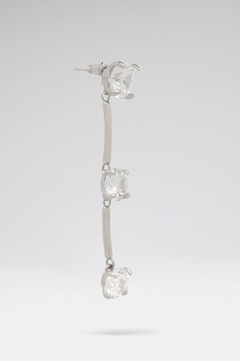 Amina Muaddi GIGI EARRING PENDANT WITH WHITE CRYSTAL AND SILVER BASE outlook