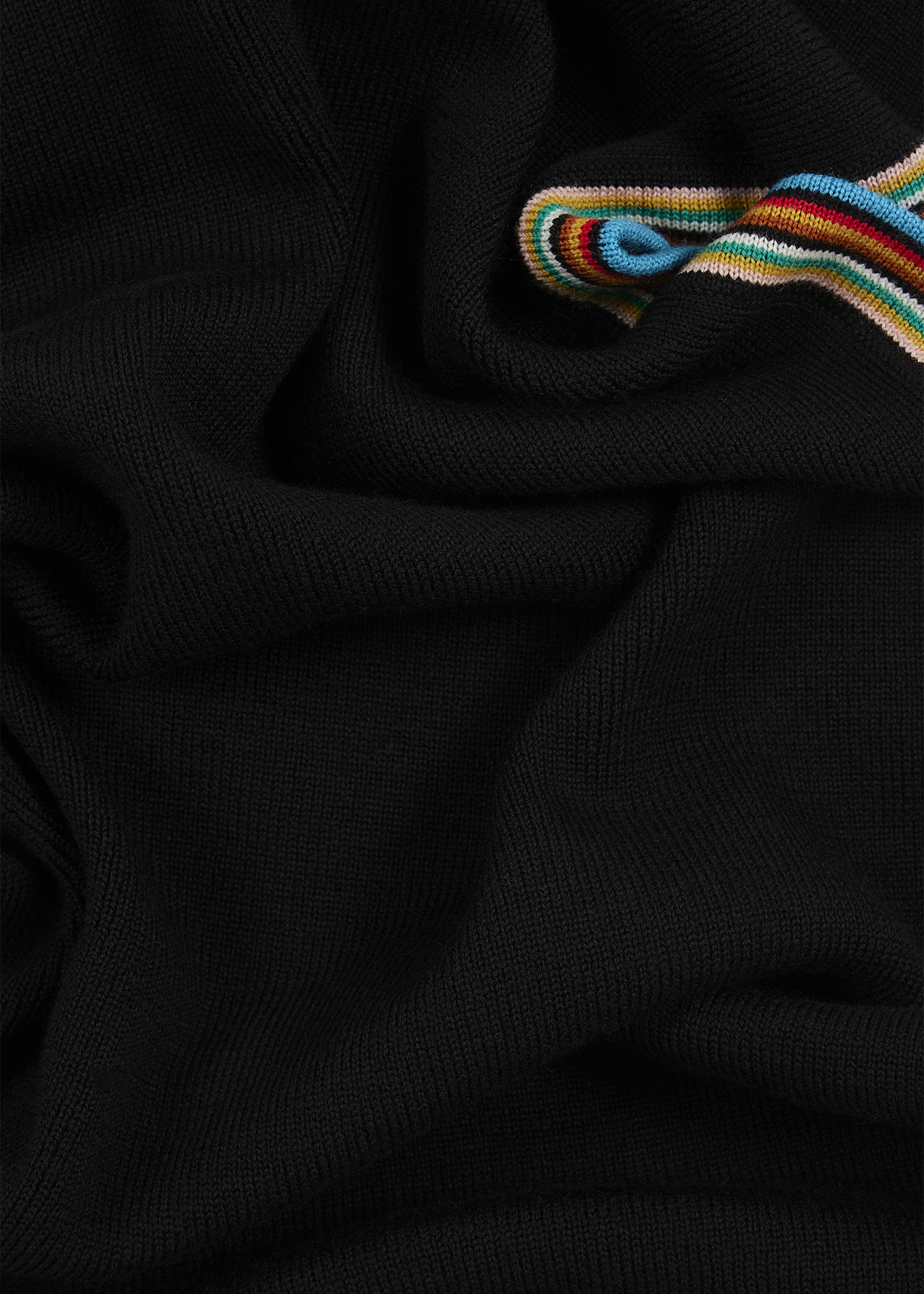 Black Merino Wool 'Signature Stripe' Trim Beanie & Scarf Set - 5