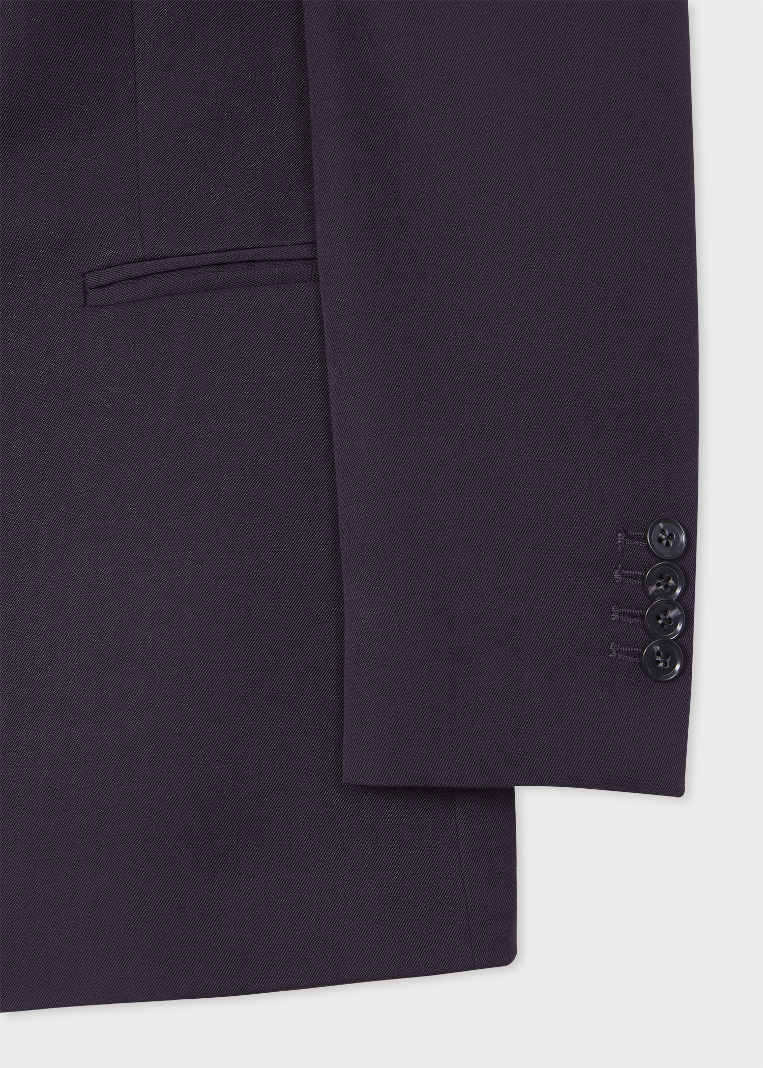 Women's Dark Purple One-Button Wool Gabardine Blazer - 3