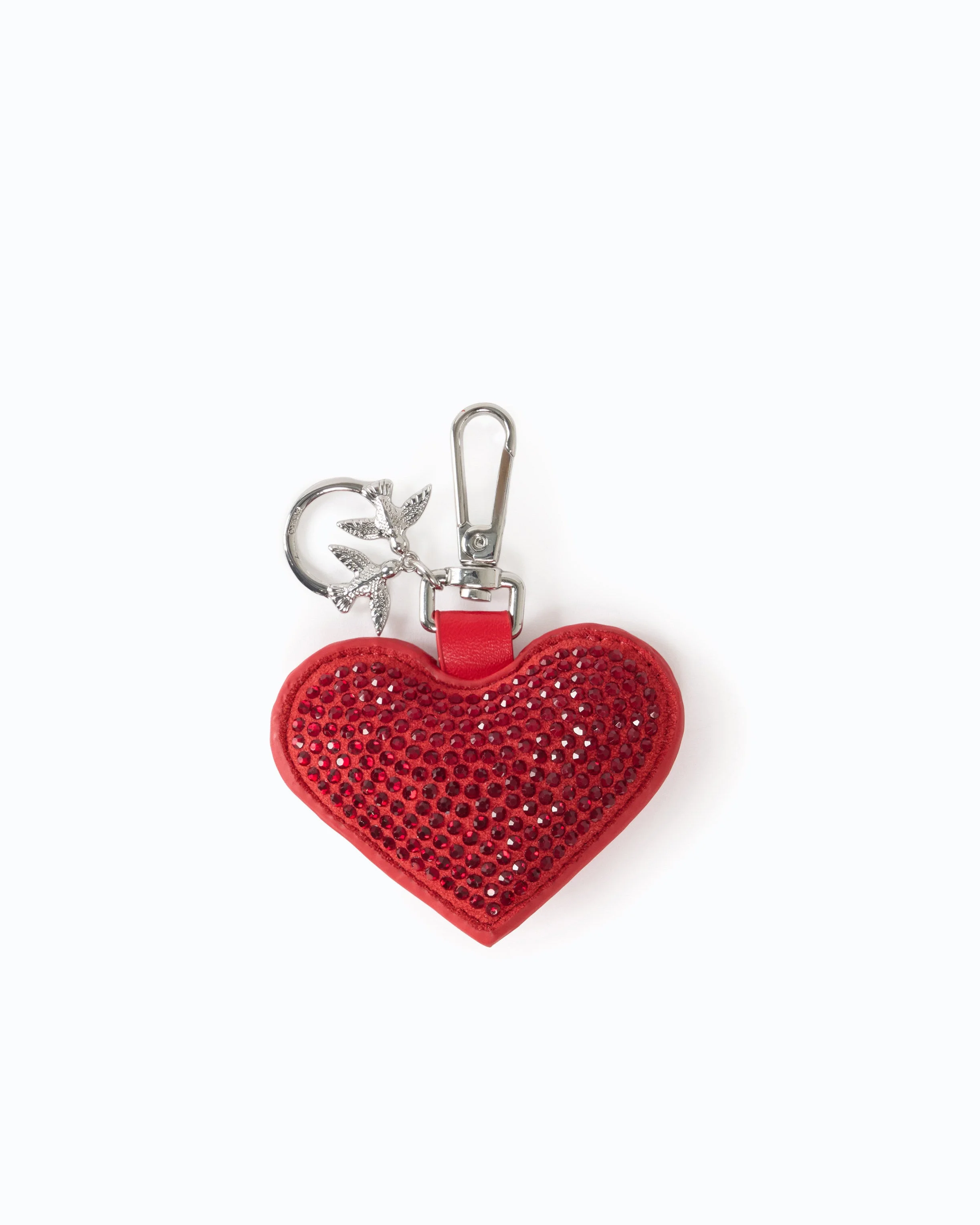 KEYRING CHARM WITH HEART AND RHINESTONES - 1